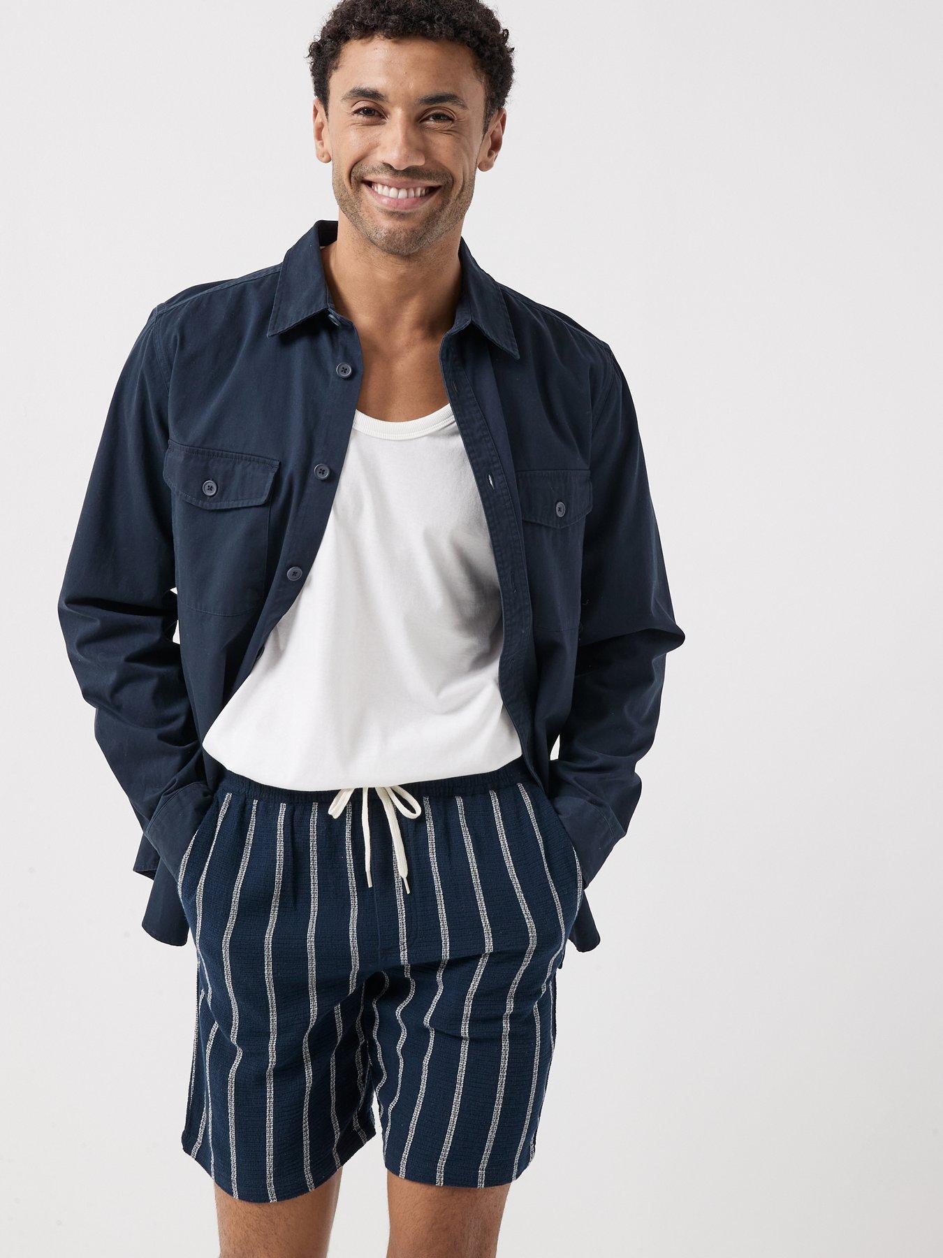 Image 6 of 6 of Jack & Jones Jaiden Coba Stripe Shorts - Sky Captain