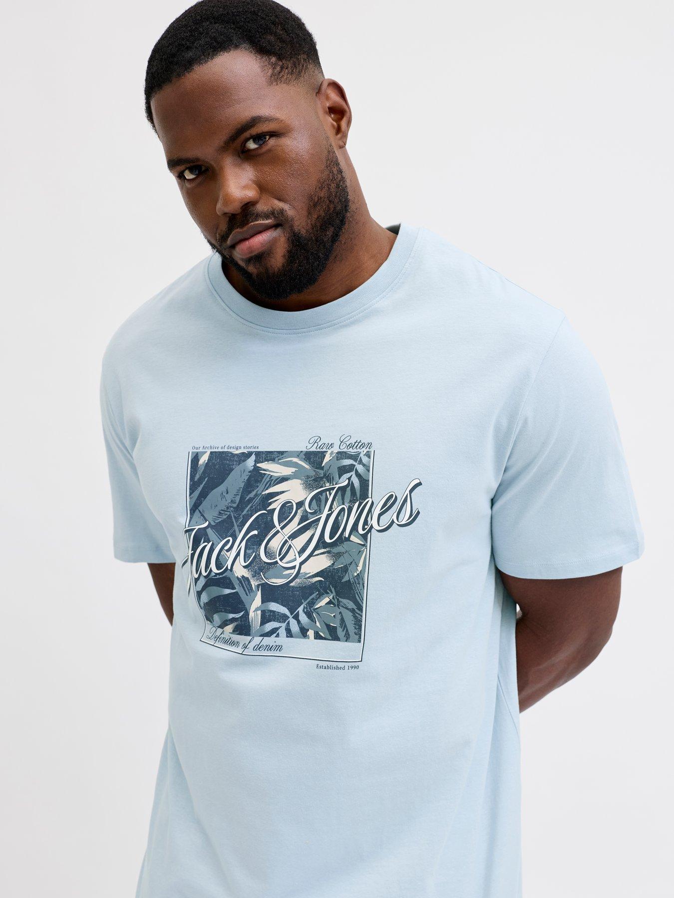 Jack & Jones Plus Honolulu Graphic T-Shirt - Light Blue
