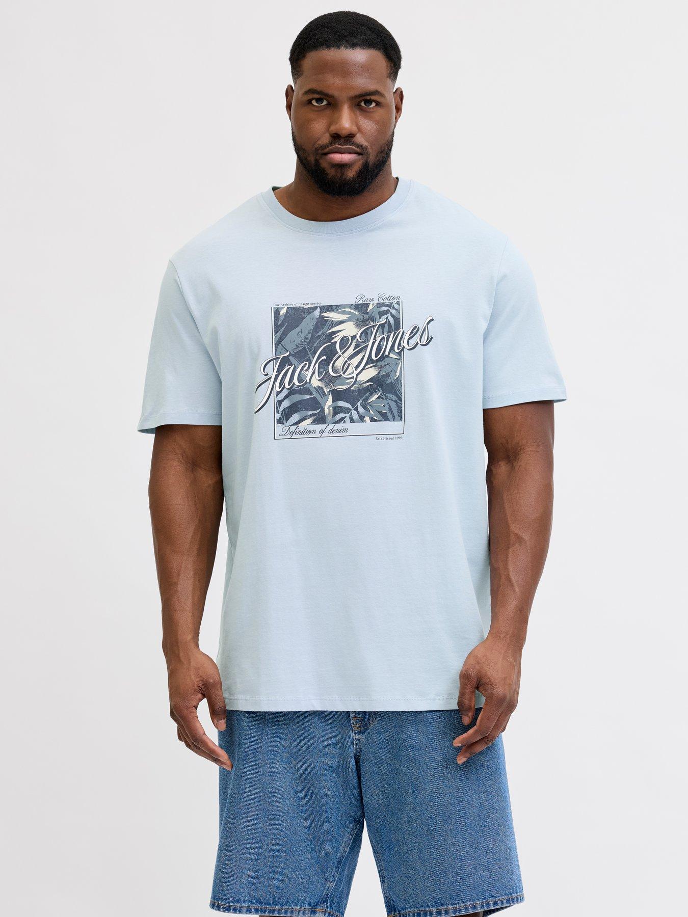  image of jack-jones-plus-honolulu-graphic-t-shirt-light-blue