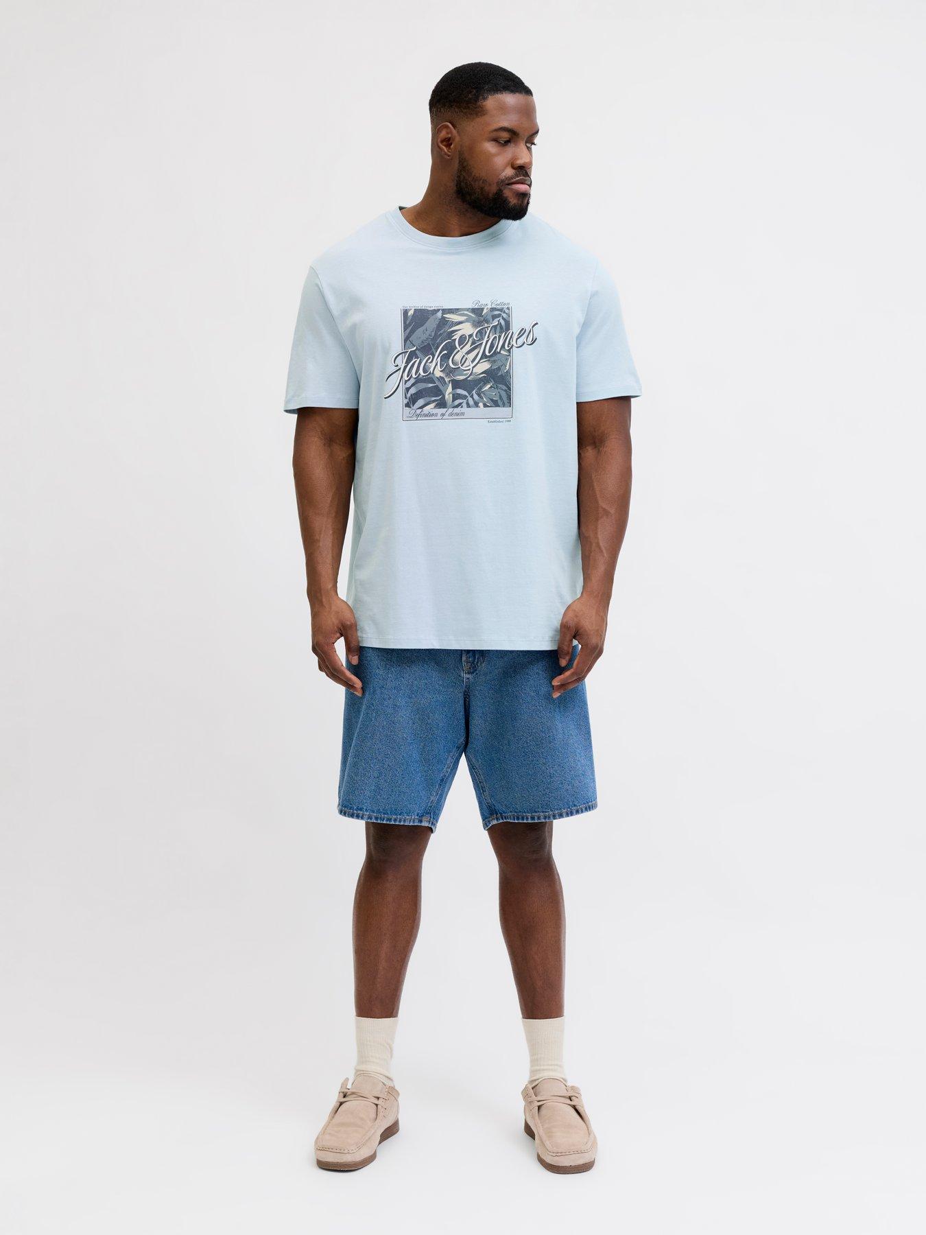  image of jack-jones-plus-honolulu-graphic-t-shirt-light-blue