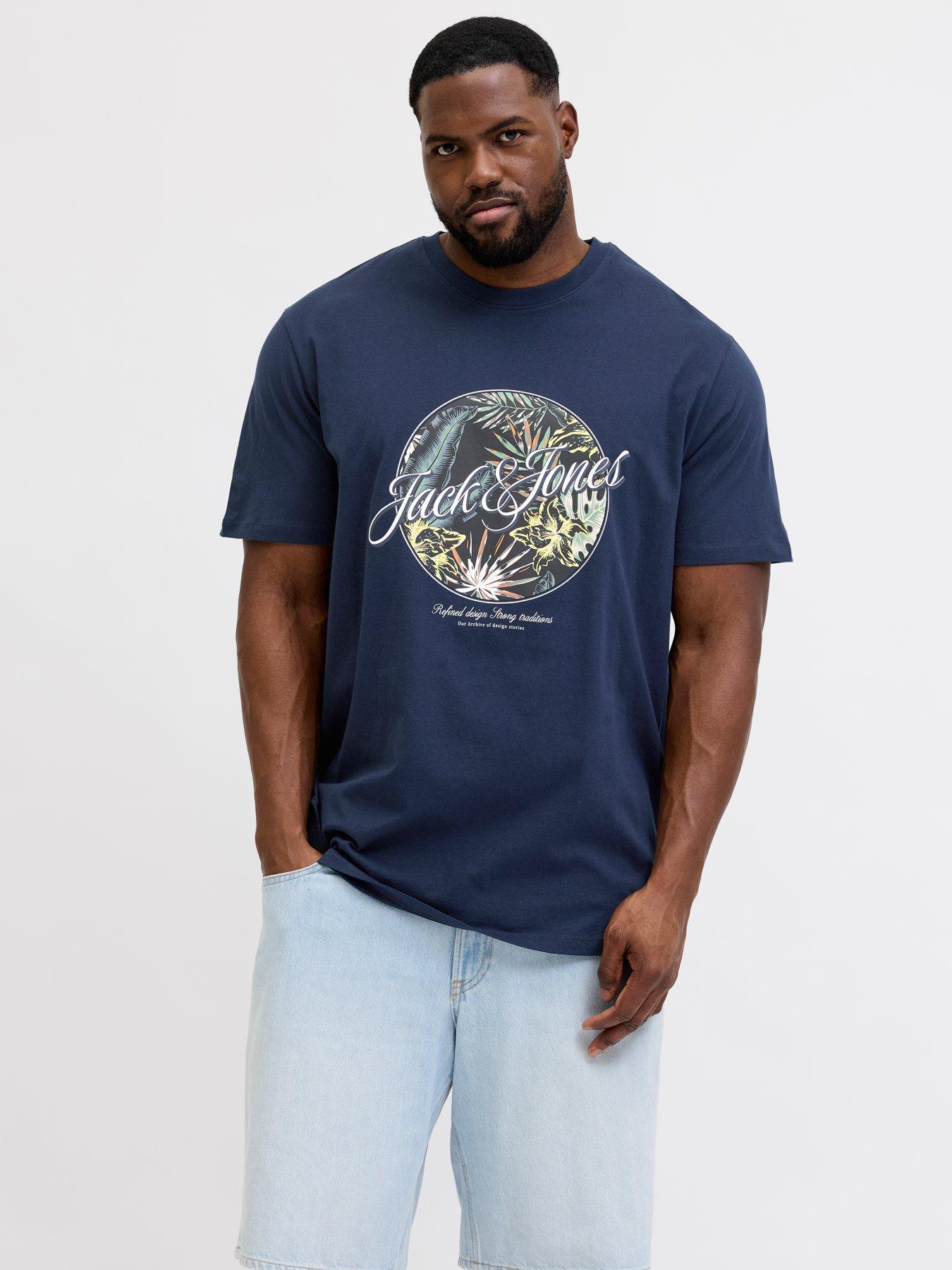 Image 2 of 5 of Jack & Jones Plus Honolulu Graphic T-Shirt - Navy