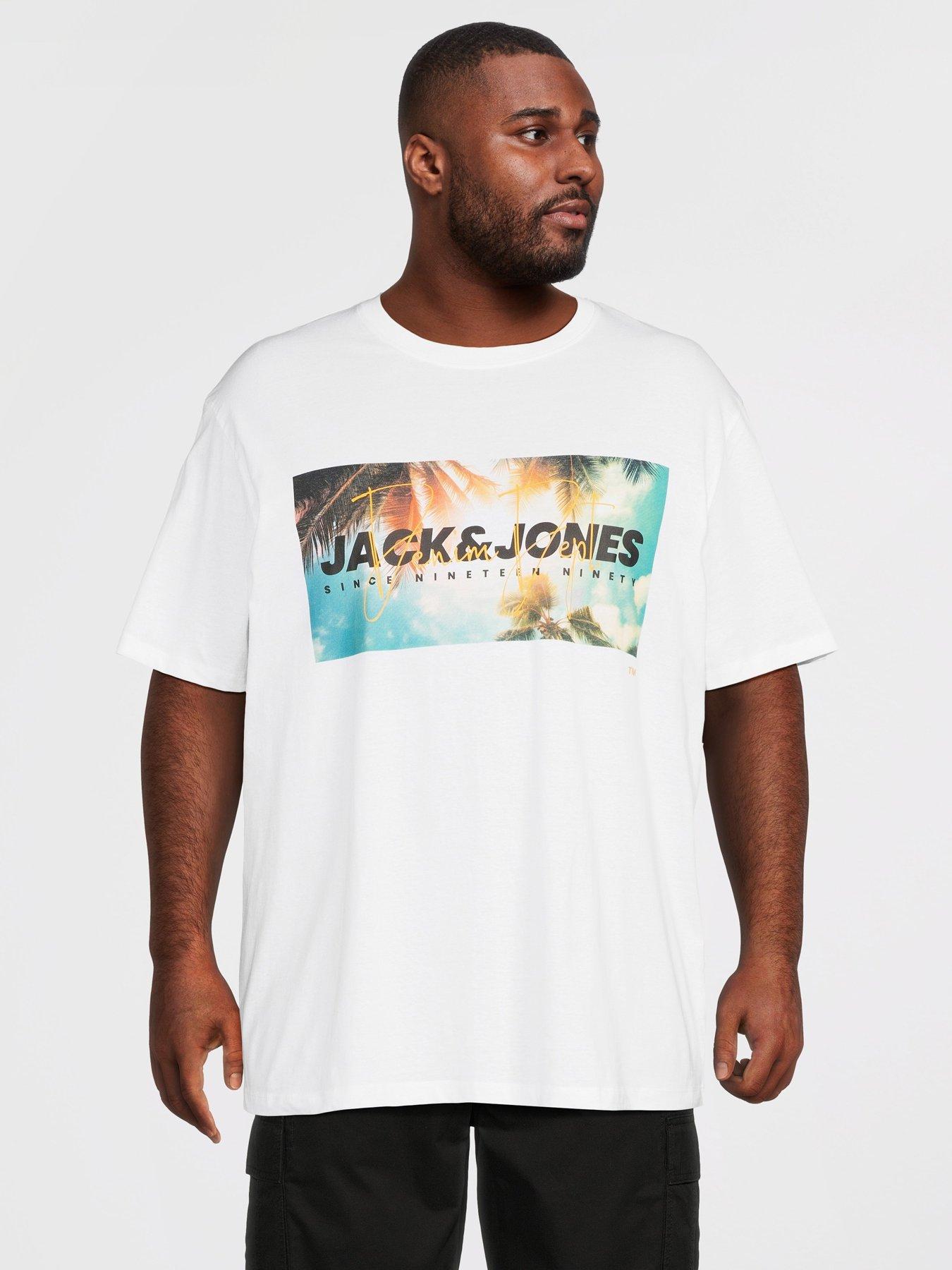 Image 1 of 5 of Jack & Jones Plus Indiana T-Shirt - White