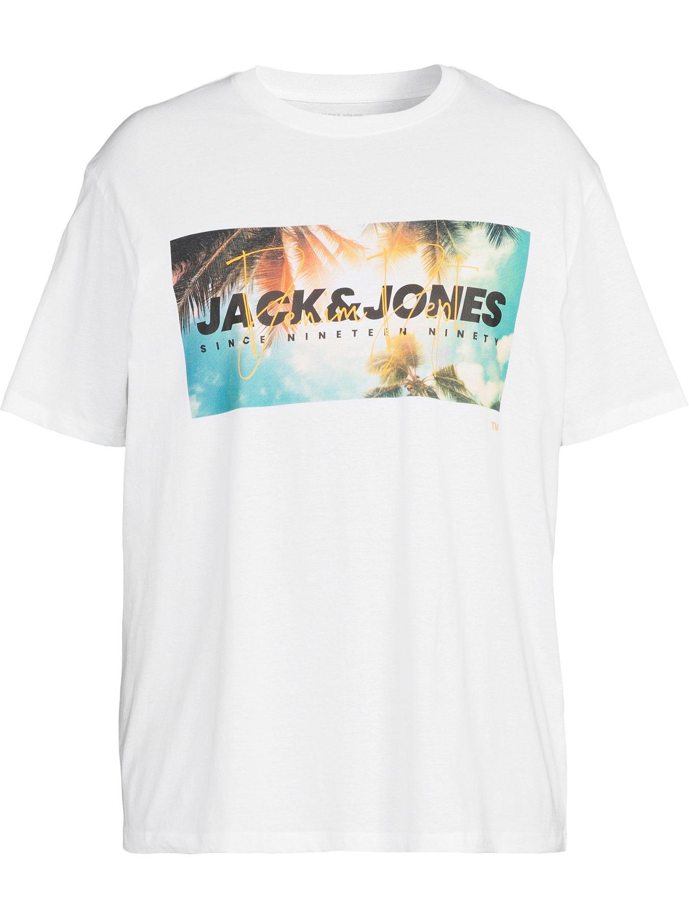 Image 5 of 5 of Jack & Jones Plus Indiana T-Shirt - White