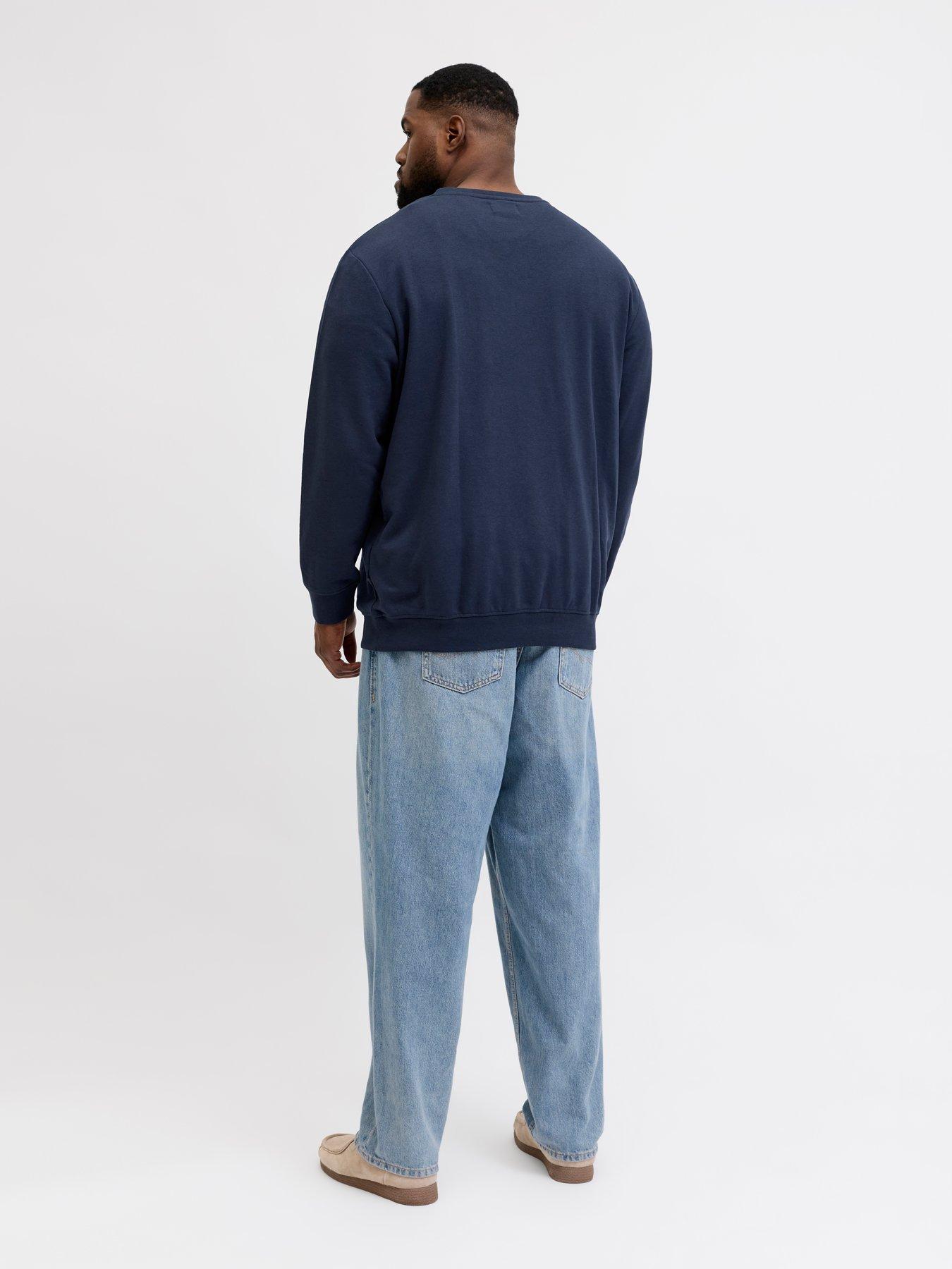  image of jack-jones-plus-devin-daytona-crew-sweat-navy
