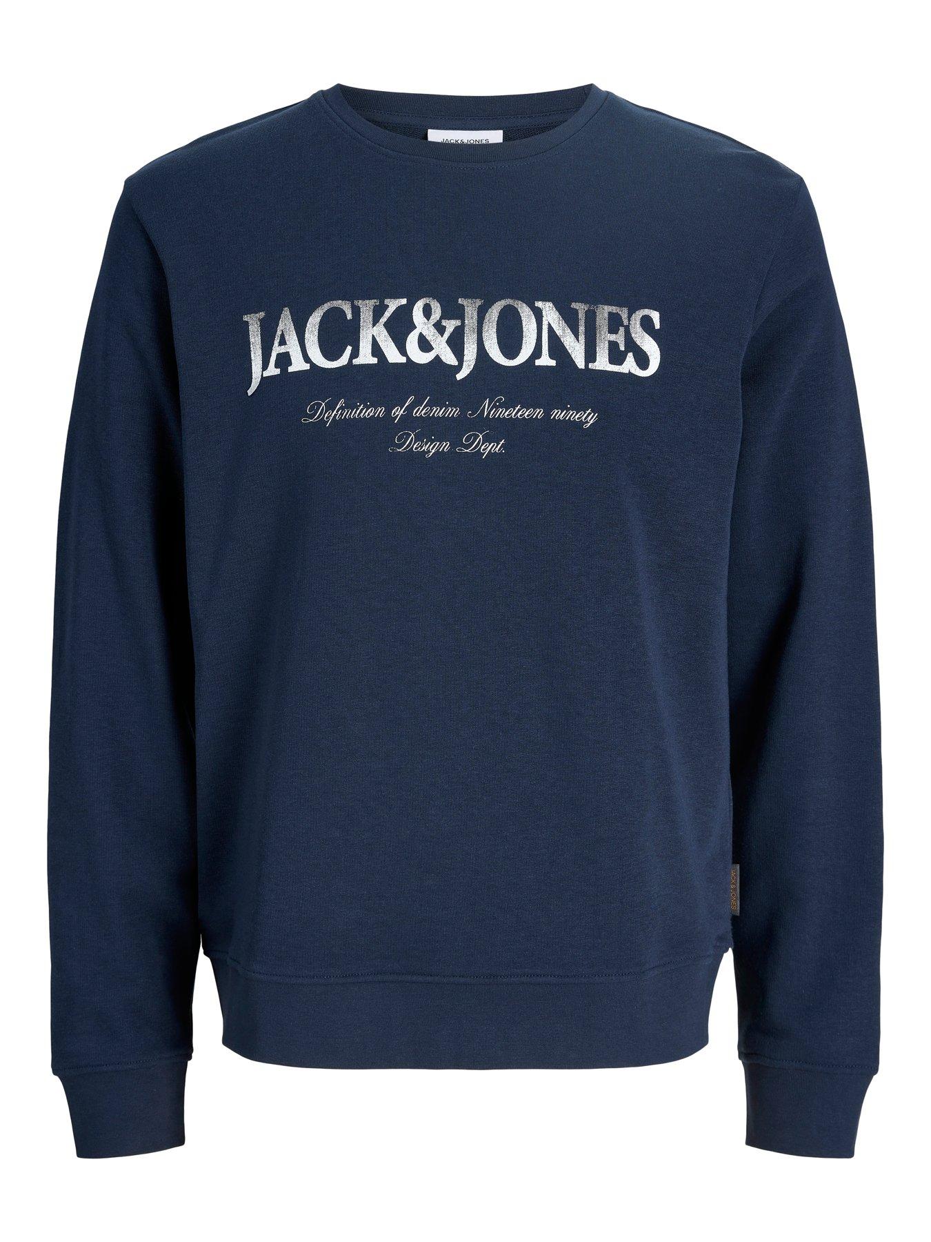  image of jack-jones-plus-devin-daytona-crew-sweat-navy