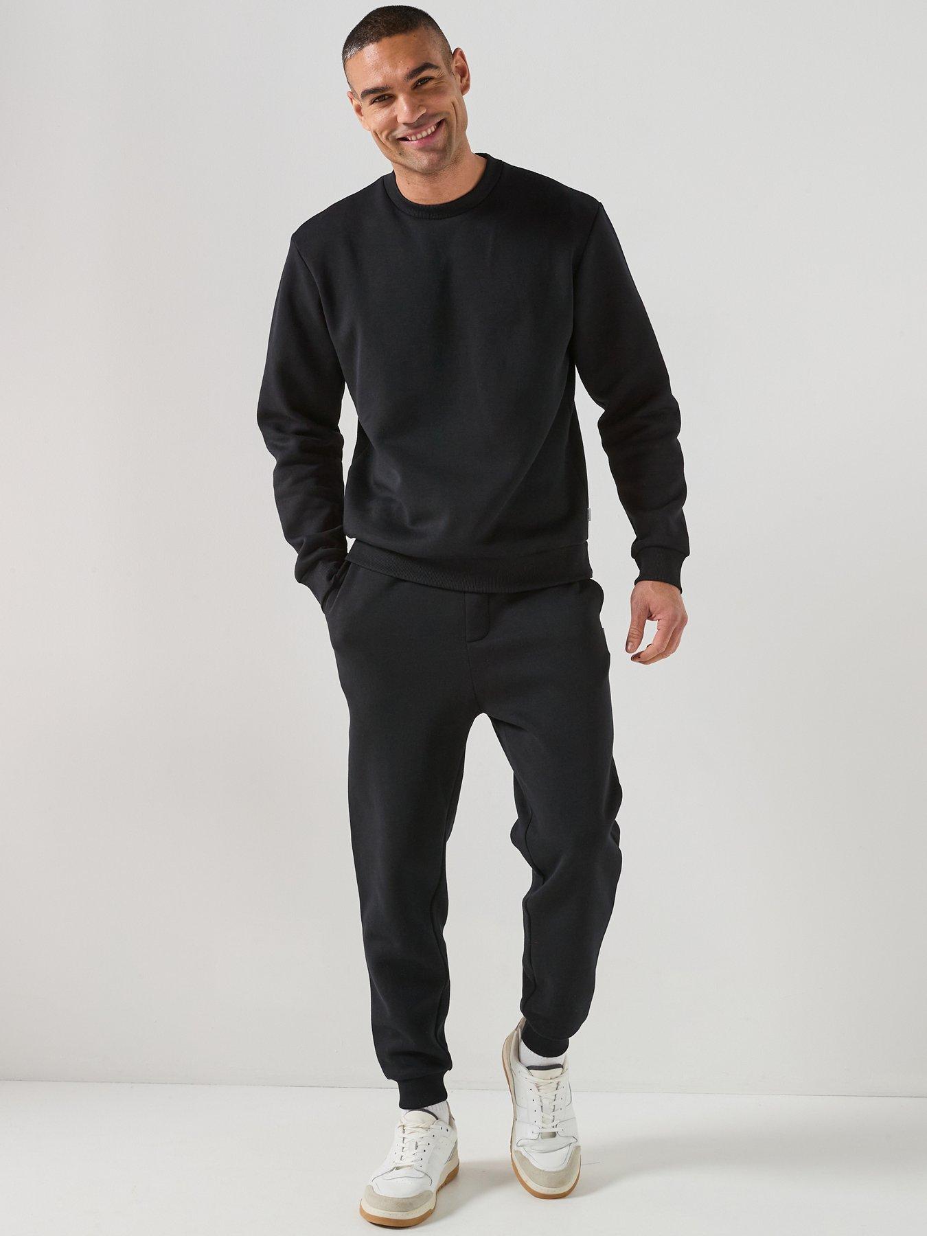 Jack & Jones Bradley Sweat Crew Top And Sweat Trousers Set - Black