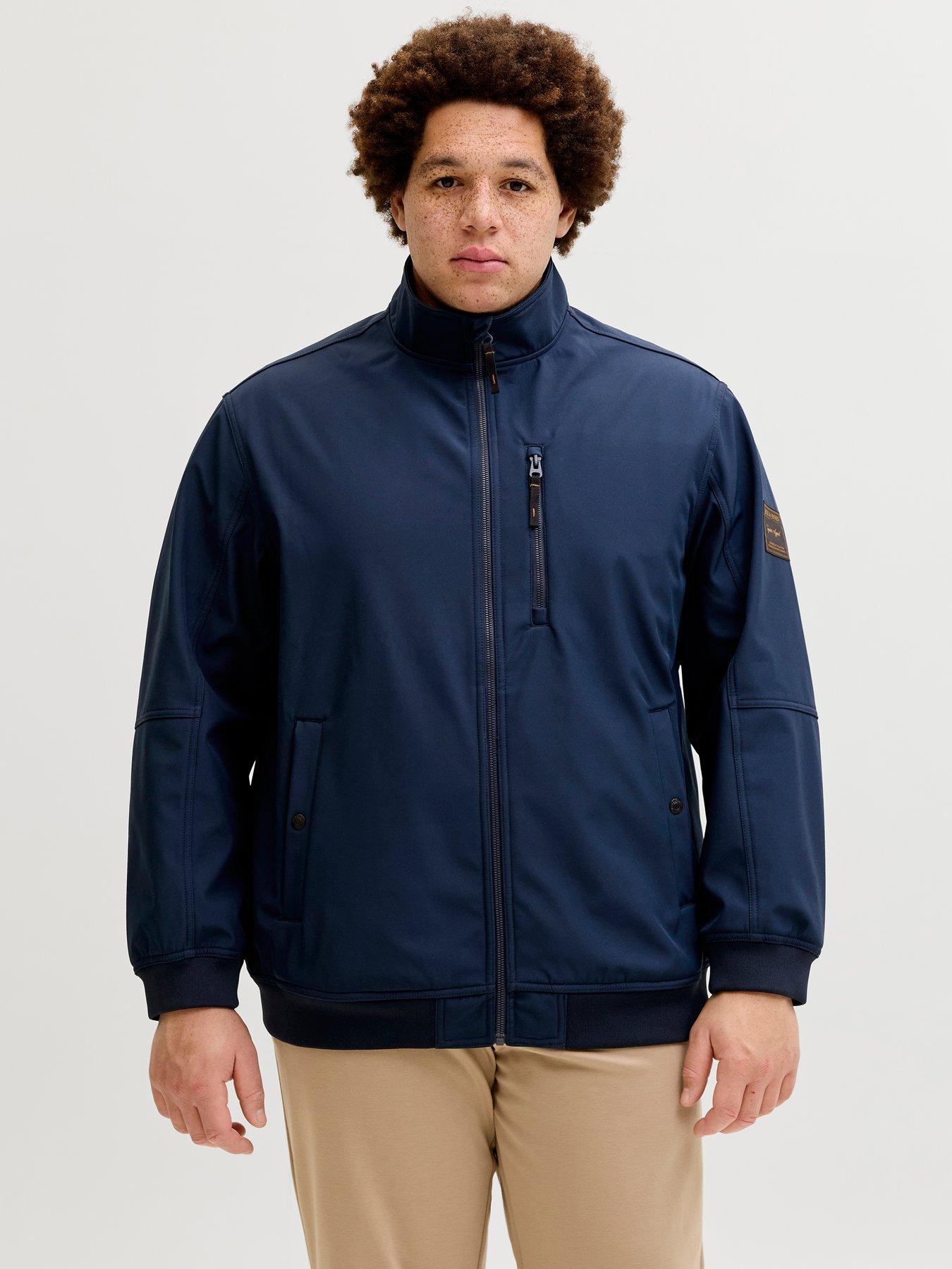 Image 1 of 6 of Jack & Jones Plus Parker Softshell Collar Bomber - Navy
