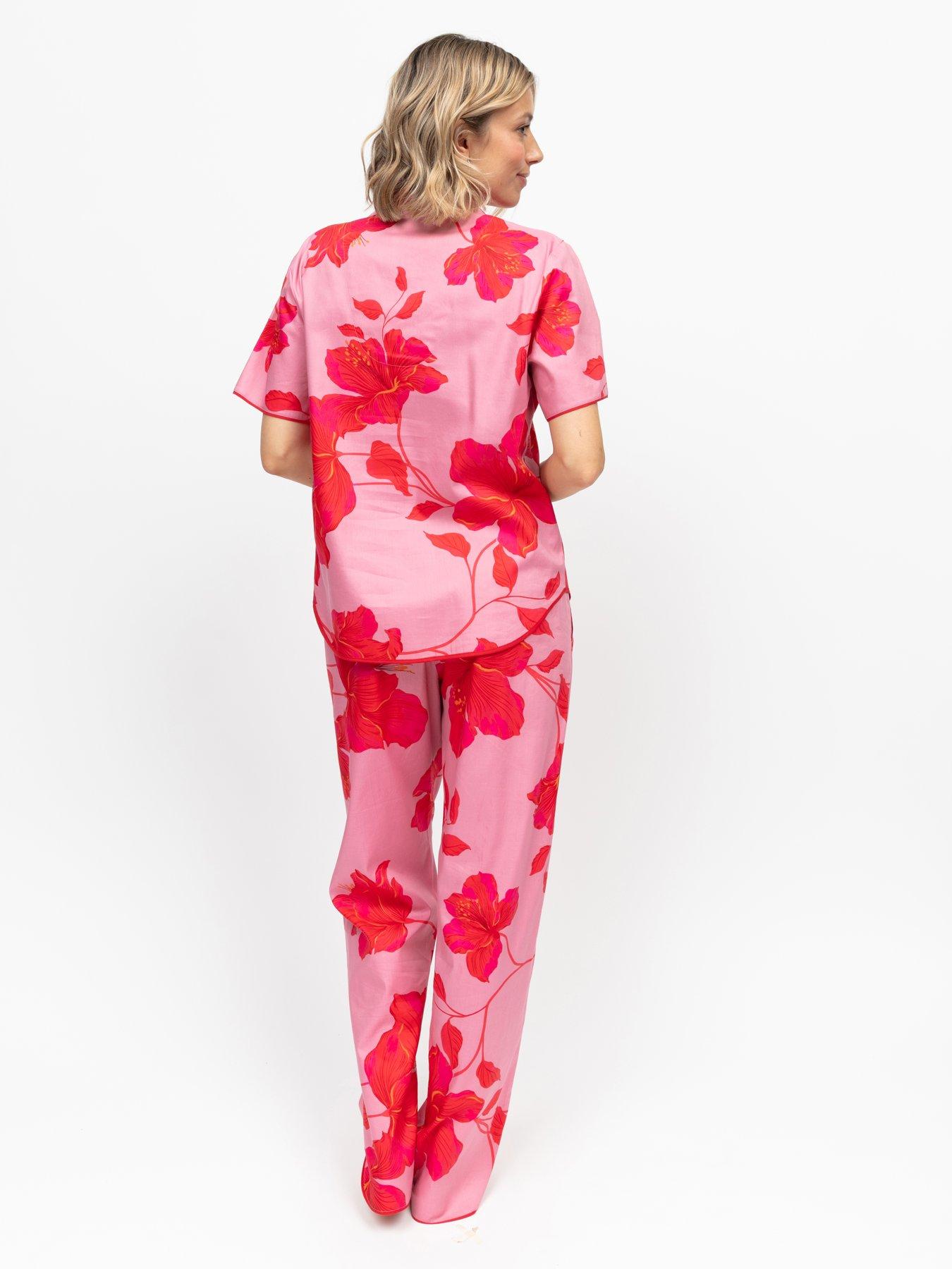 Image 2 of 4 of Cyberjammies Pippa Pink Floral Print Short Sleeve Pyjama Set - Pink