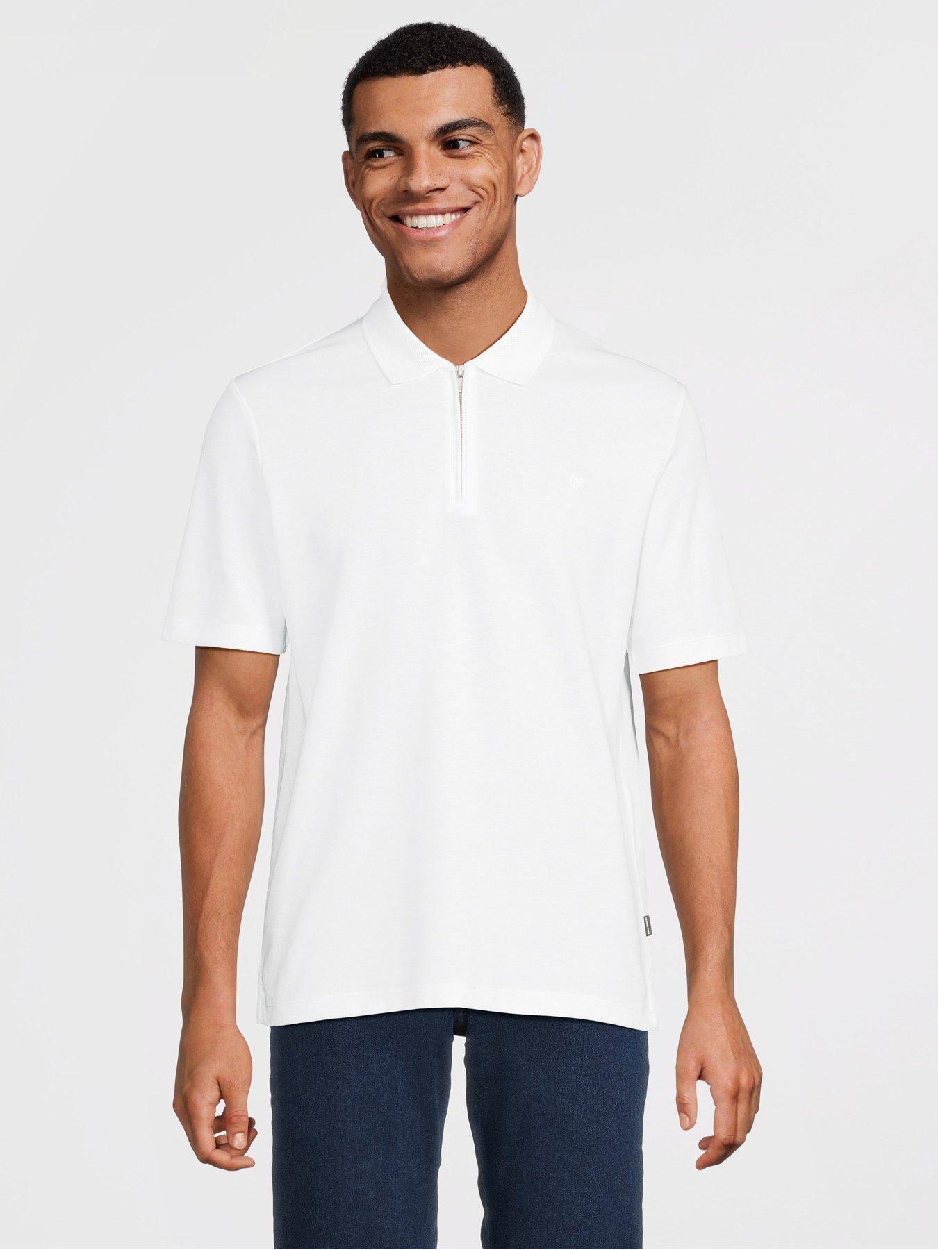  image of jack-jones-short-sleeve-zip-polo-2pk-white