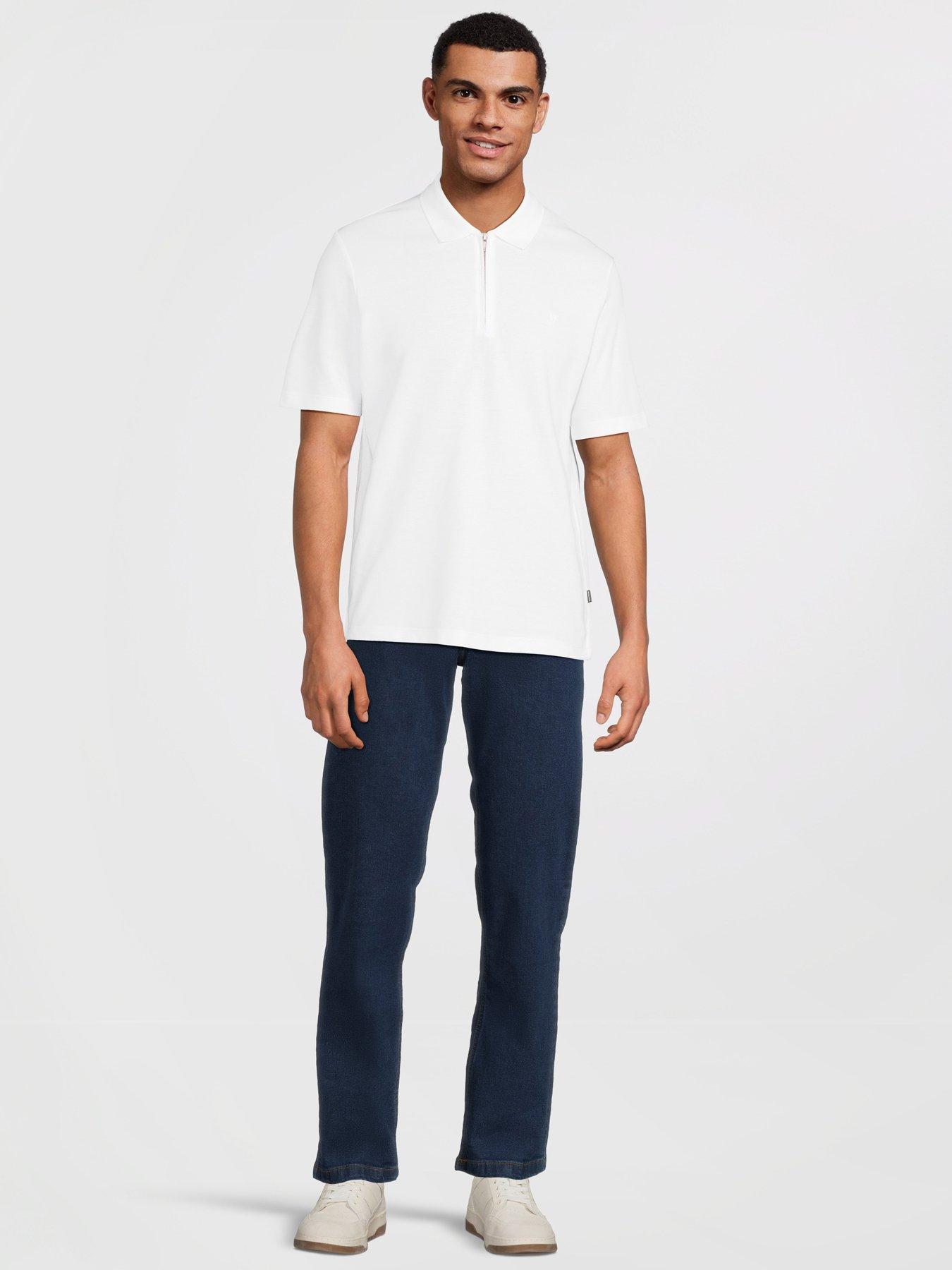  image of jack-jones-short-sleeve-zip-polo-2pk-white