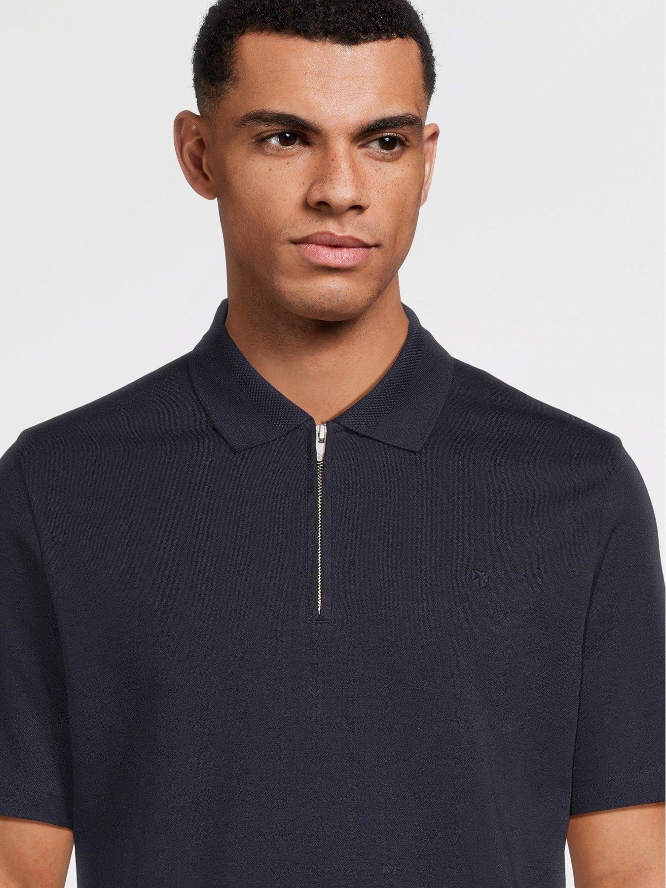  image of jack-jones-short-sleeve-zip-polo-2pk-white