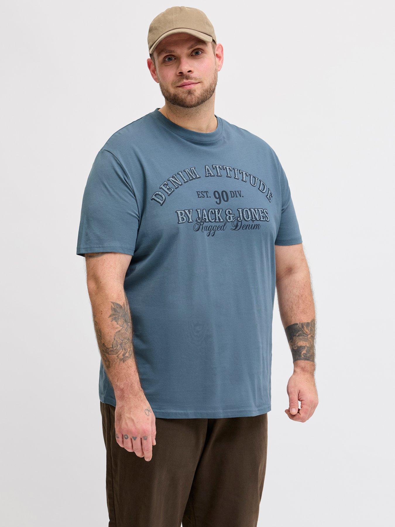 Jack & Jones Plus Denver Graphic T-Shirt - Blue
