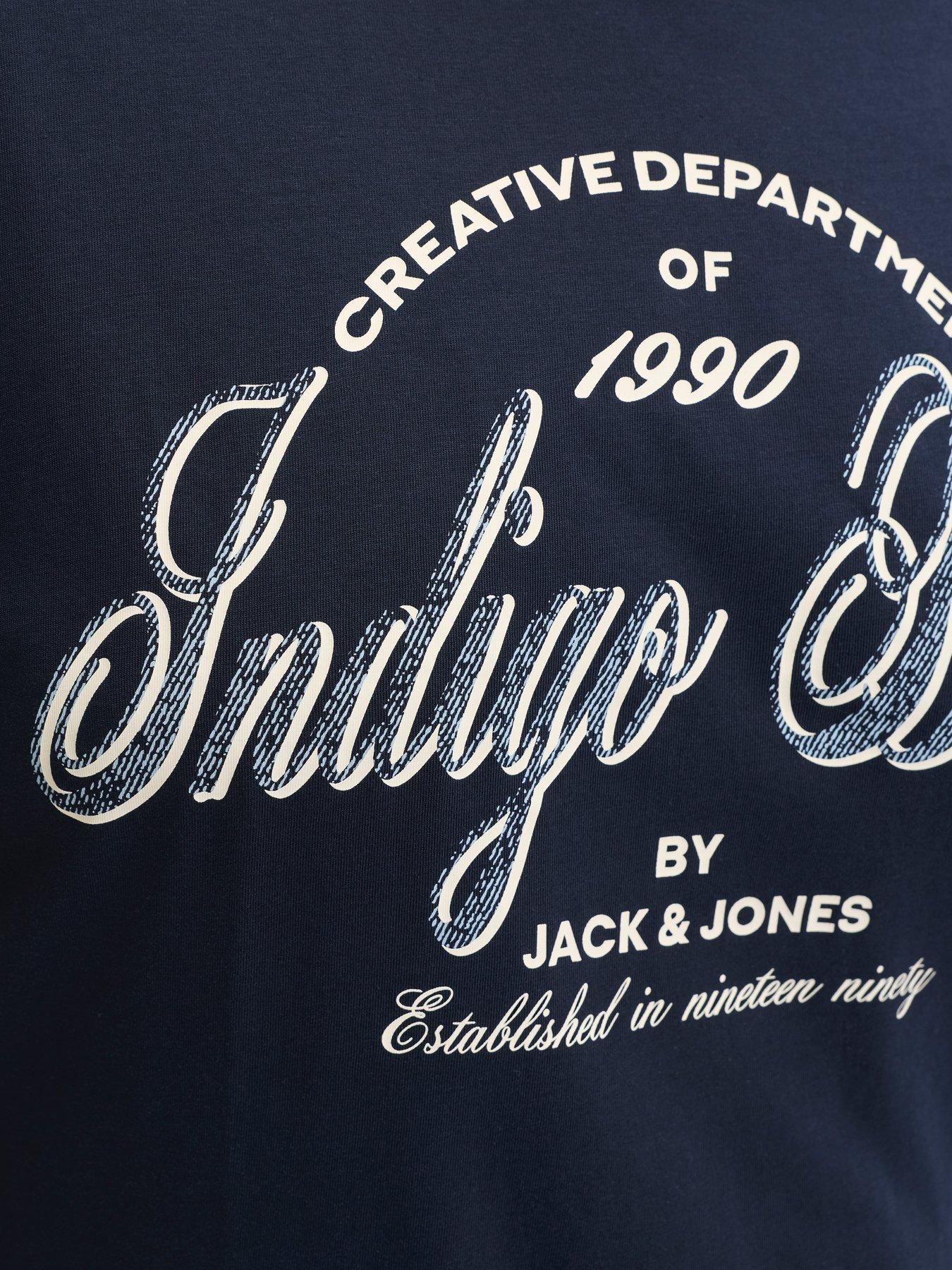 Image 5 of 7 of Jack & Jones Plus Denver Graphic T-Shirt - Navy