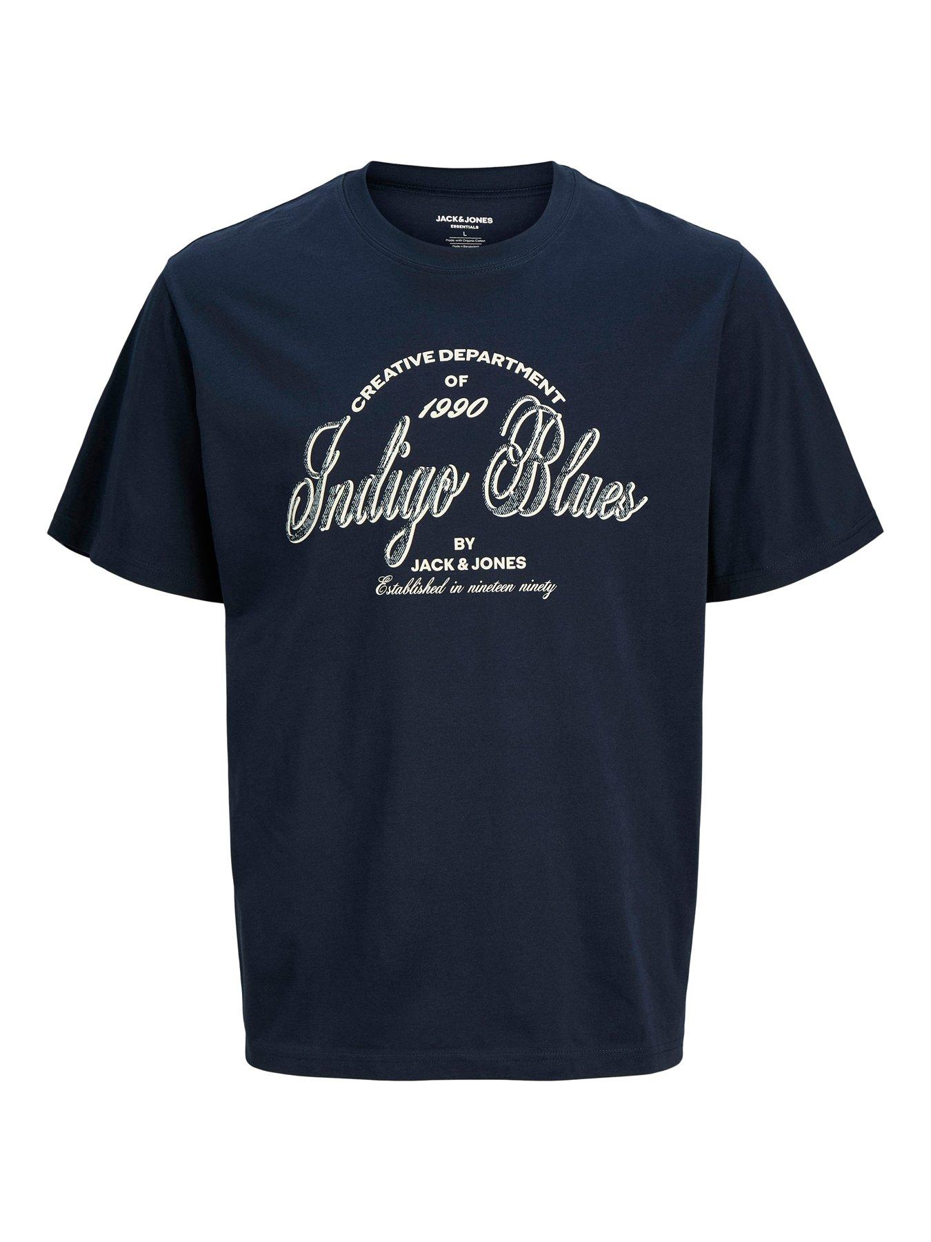 Image 7 of 7 of Jack & Jones Plus Denver Graphic T-Shirt - Navy