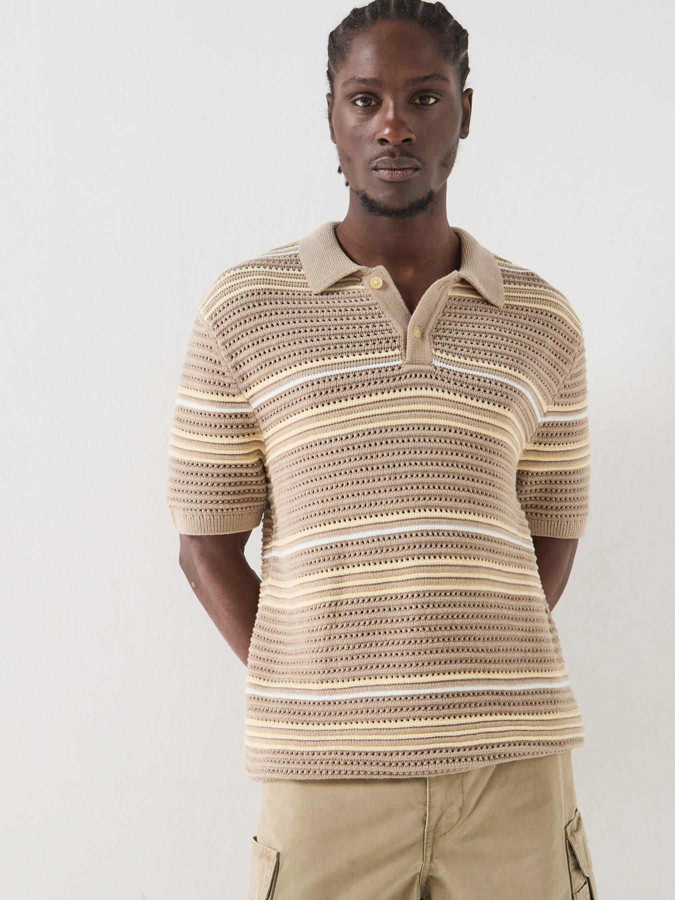 Levi's Terrace Stripe Knitted Polo Top - Khaki/Beige
