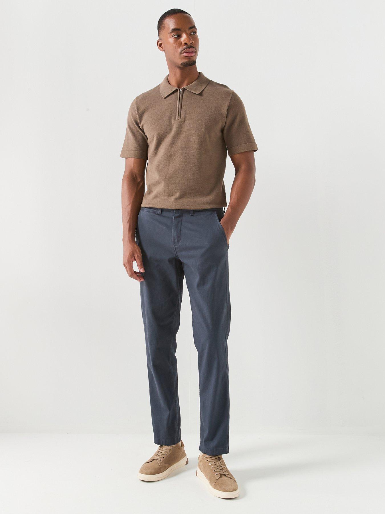 Image 4 of 5 of Jack & Jones Spring Knit Zip Short Sleeve Polo Top - Brown