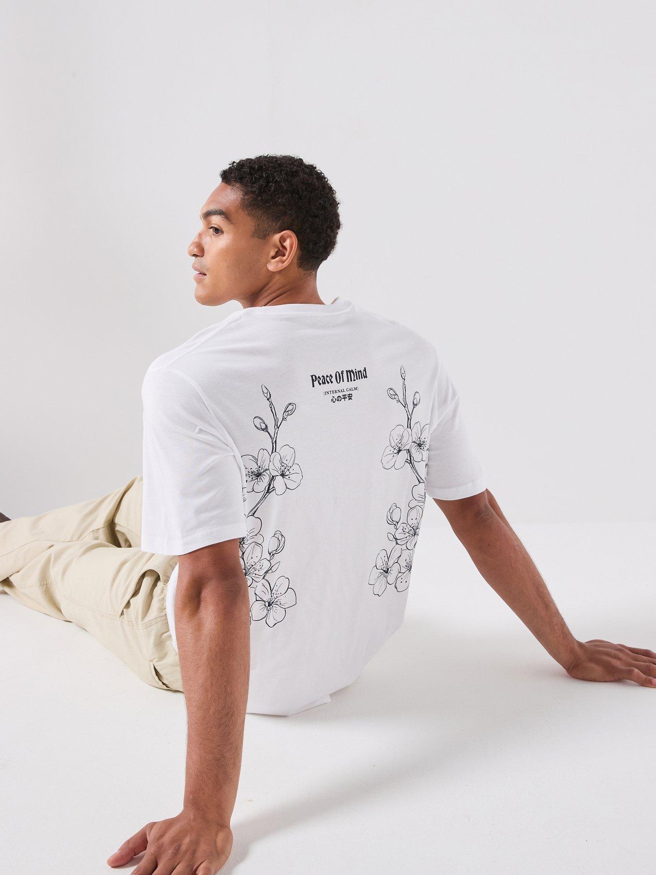 Image 1 of 6 of Jack & Jones Cherry Blossom Graphic T-shirt - White