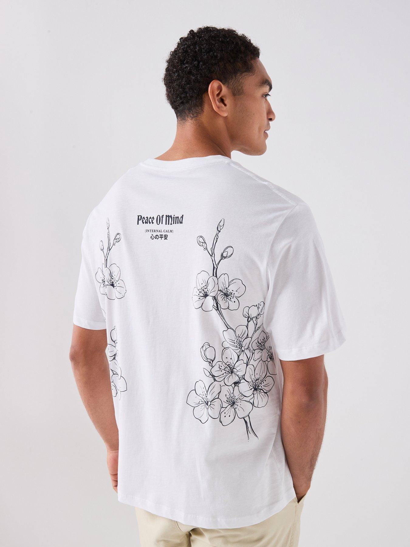 Image 2 of 6 of Jack & Jones Cherry Blossom Graphic T-shirt - White
