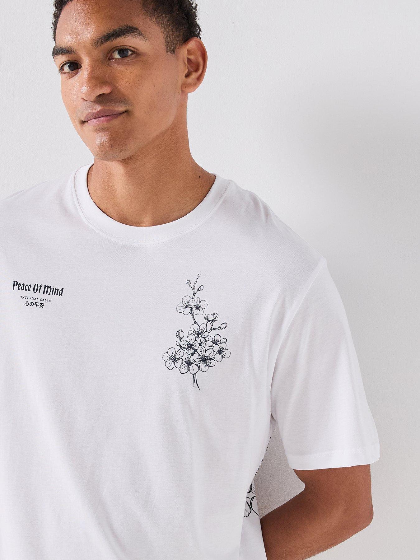 Image 4 of 6 of Jack & Jones Cherry Blossom Graphic T-shirt - White