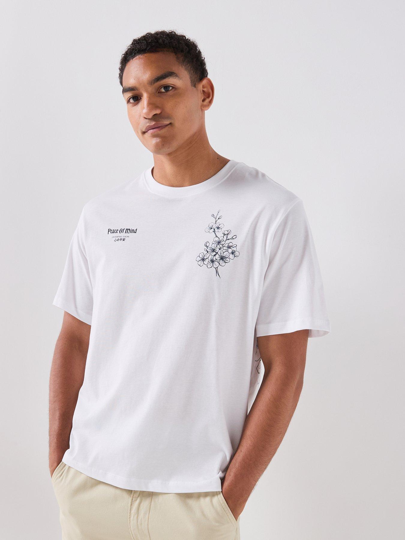 Image 6 of 6 of Jack & Jones Cherry Blossom Graphic T-shirt - White