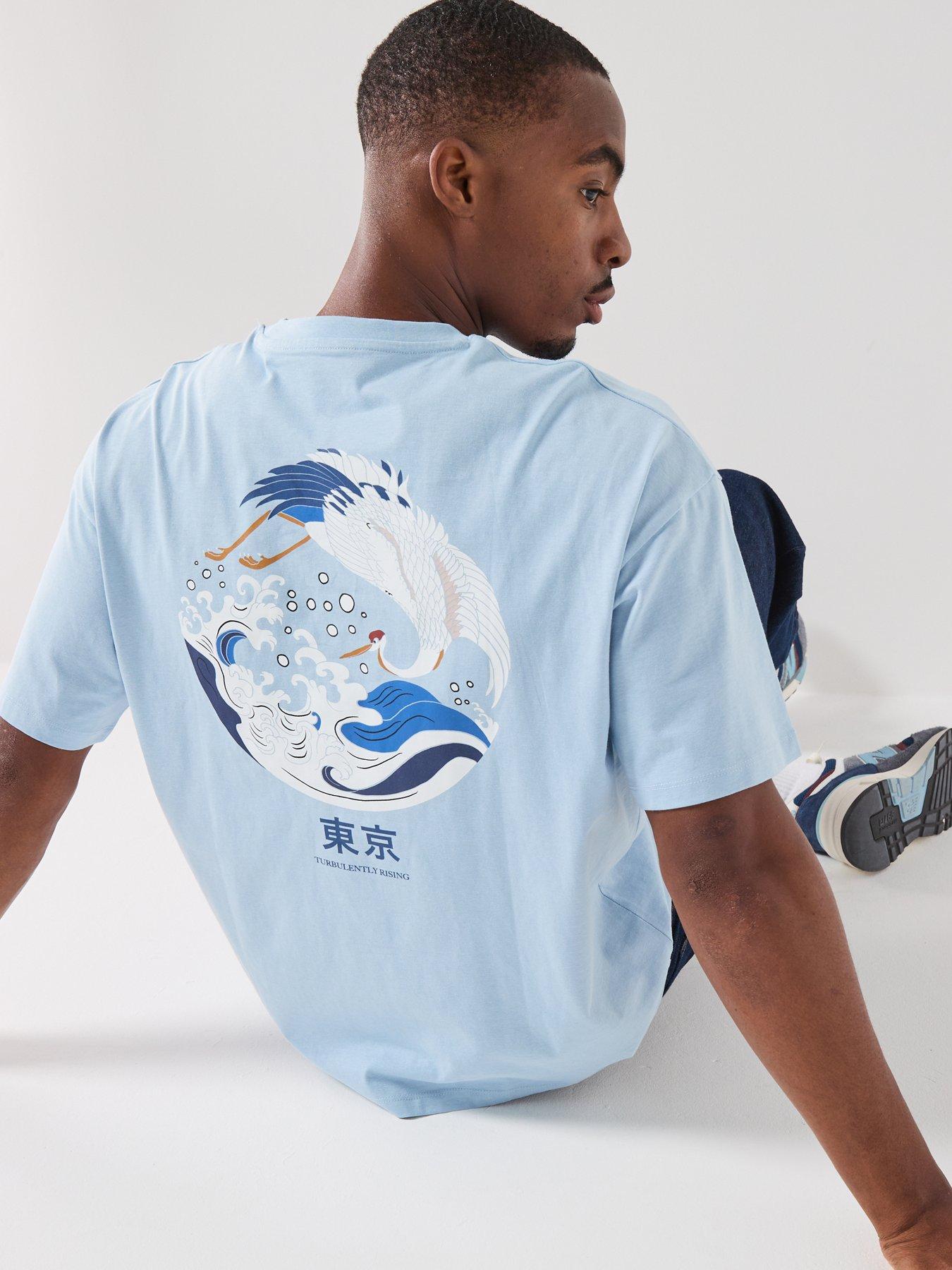 Image 4 of 4 of Jack & Jones Wave Graphic T-Shirt - Blue