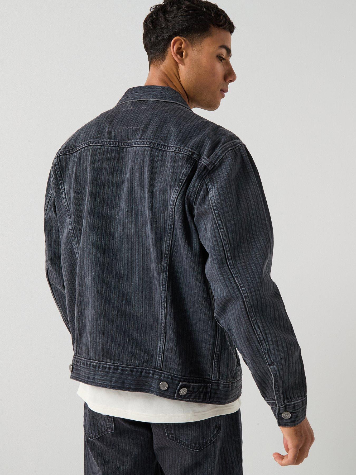 Image 2 of 6 of Levi's Relaxed Fit Stripe Denim Trucker Jacket - Black