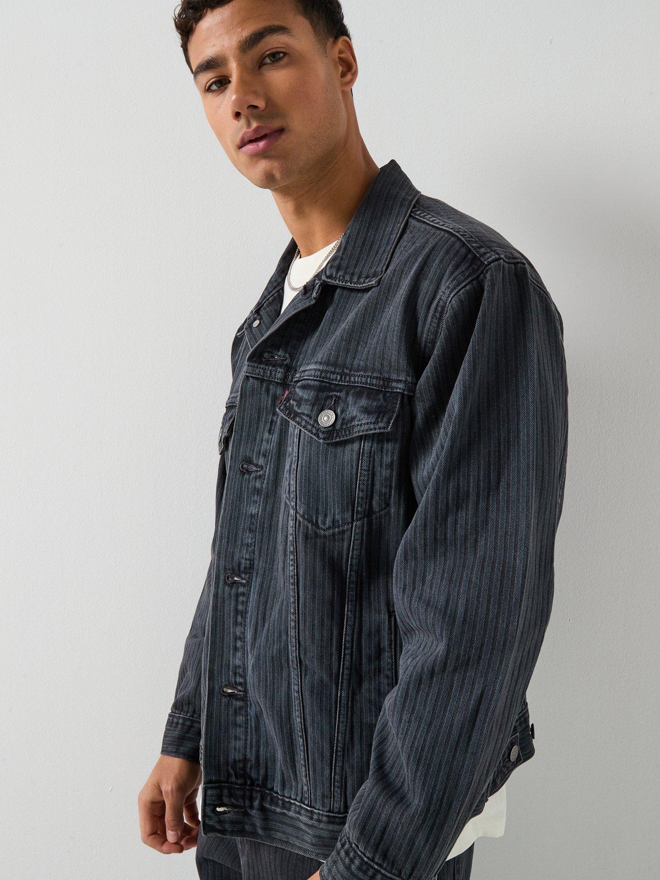 Image 5 of 6 of Levi's Relaxed Fit Stripe Denim Trucker Jacket - Black