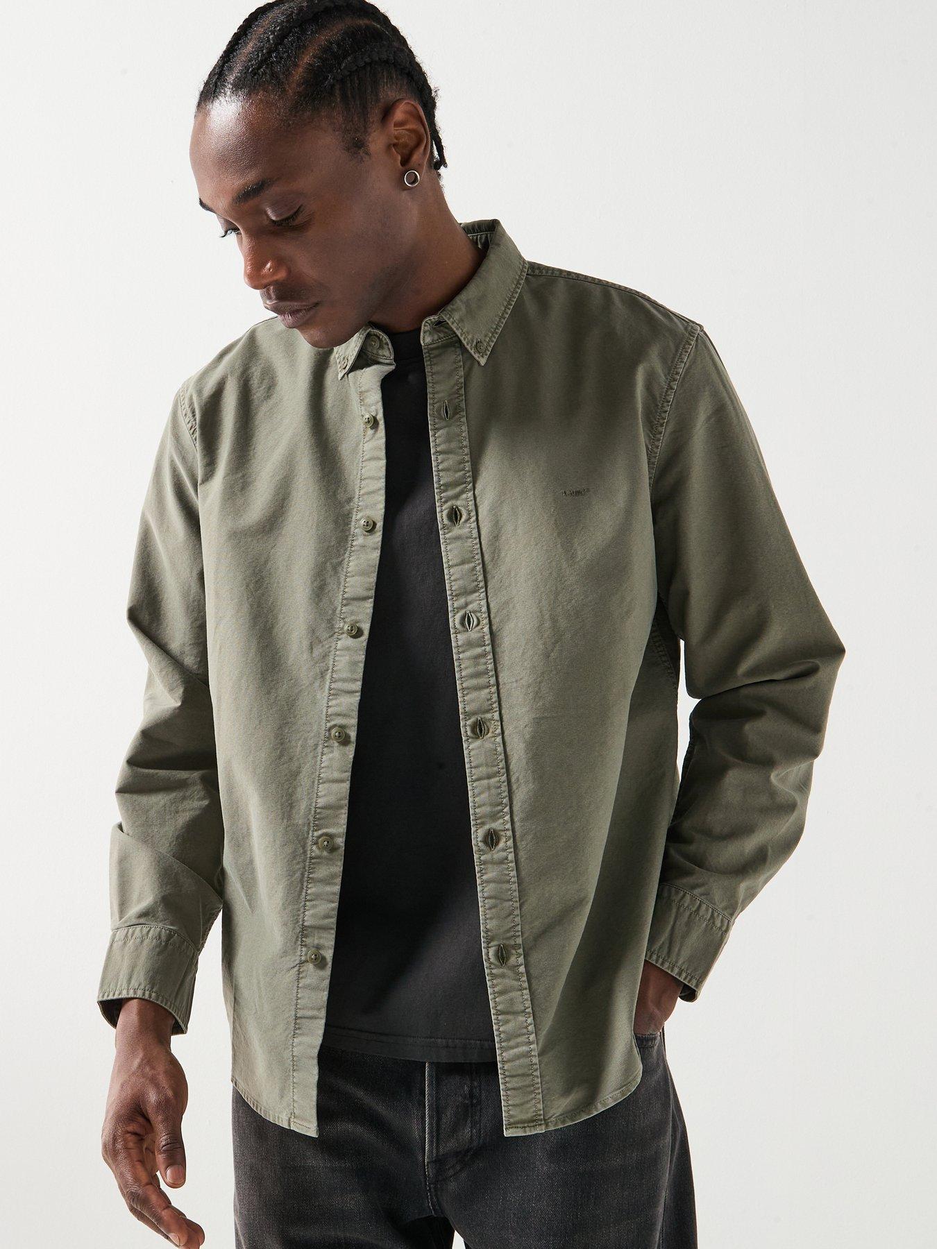  image of levis-authentic-long-sleeve-button-down-shirt-khaki