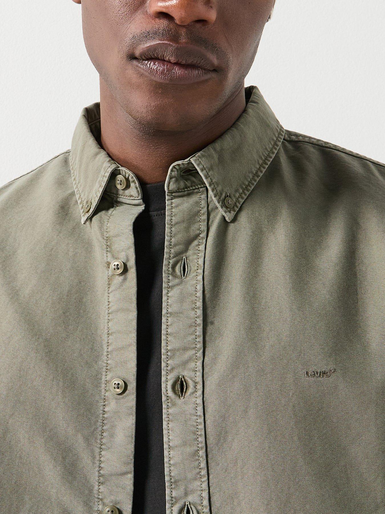  image of levis-authentic-long-sleeve-button-down-shirt-khaki