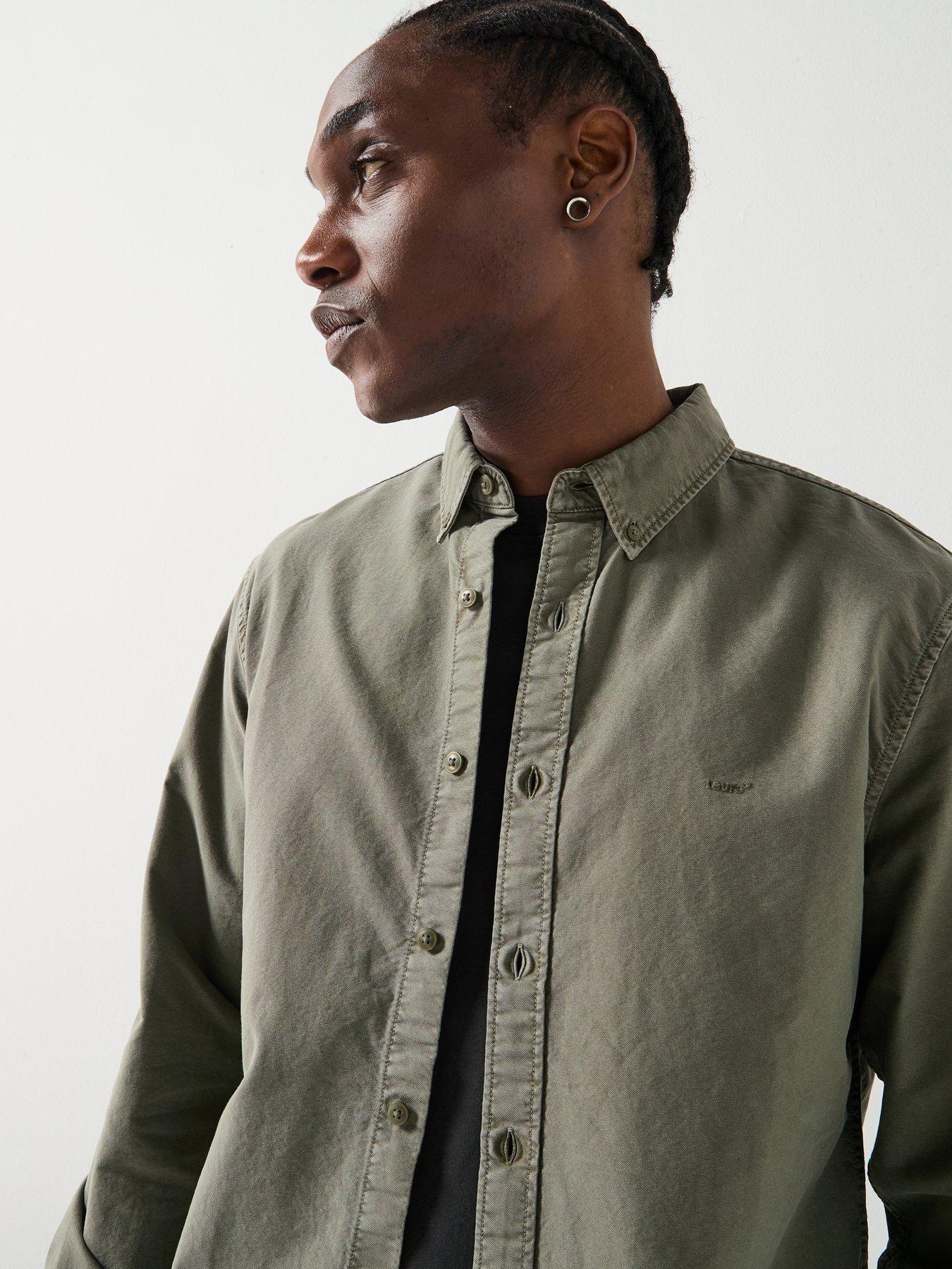  image of levis-authentic-long-sleeve-button-down-shirt-khaki