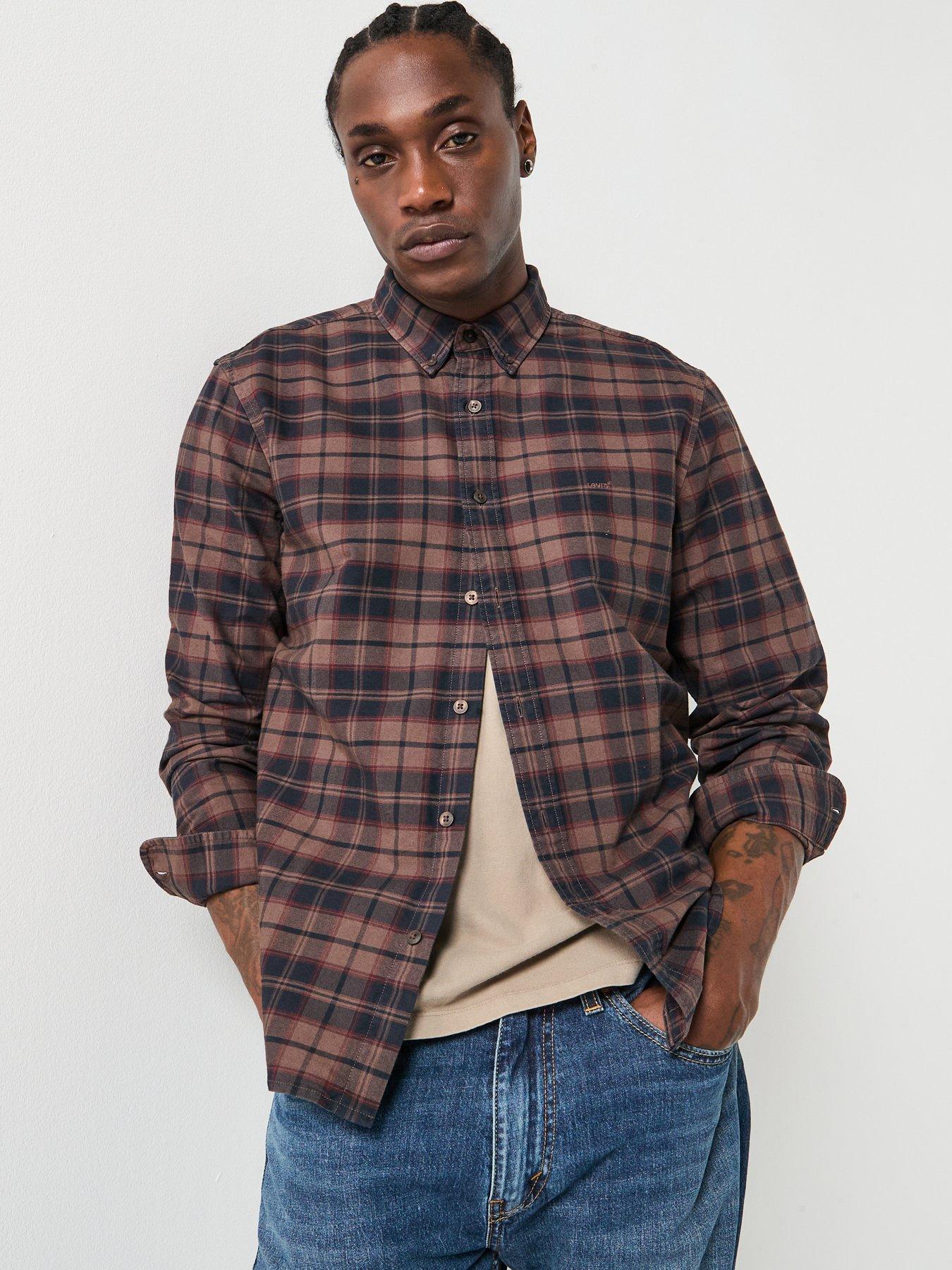  image of levis-authentic-button-down-long-sleeve-shirt-brown