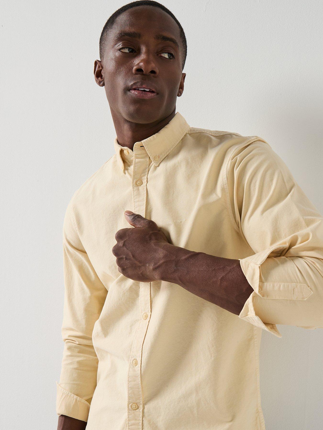  image of levis-authentic-button-down-long-sleeve-shirt-yellow
