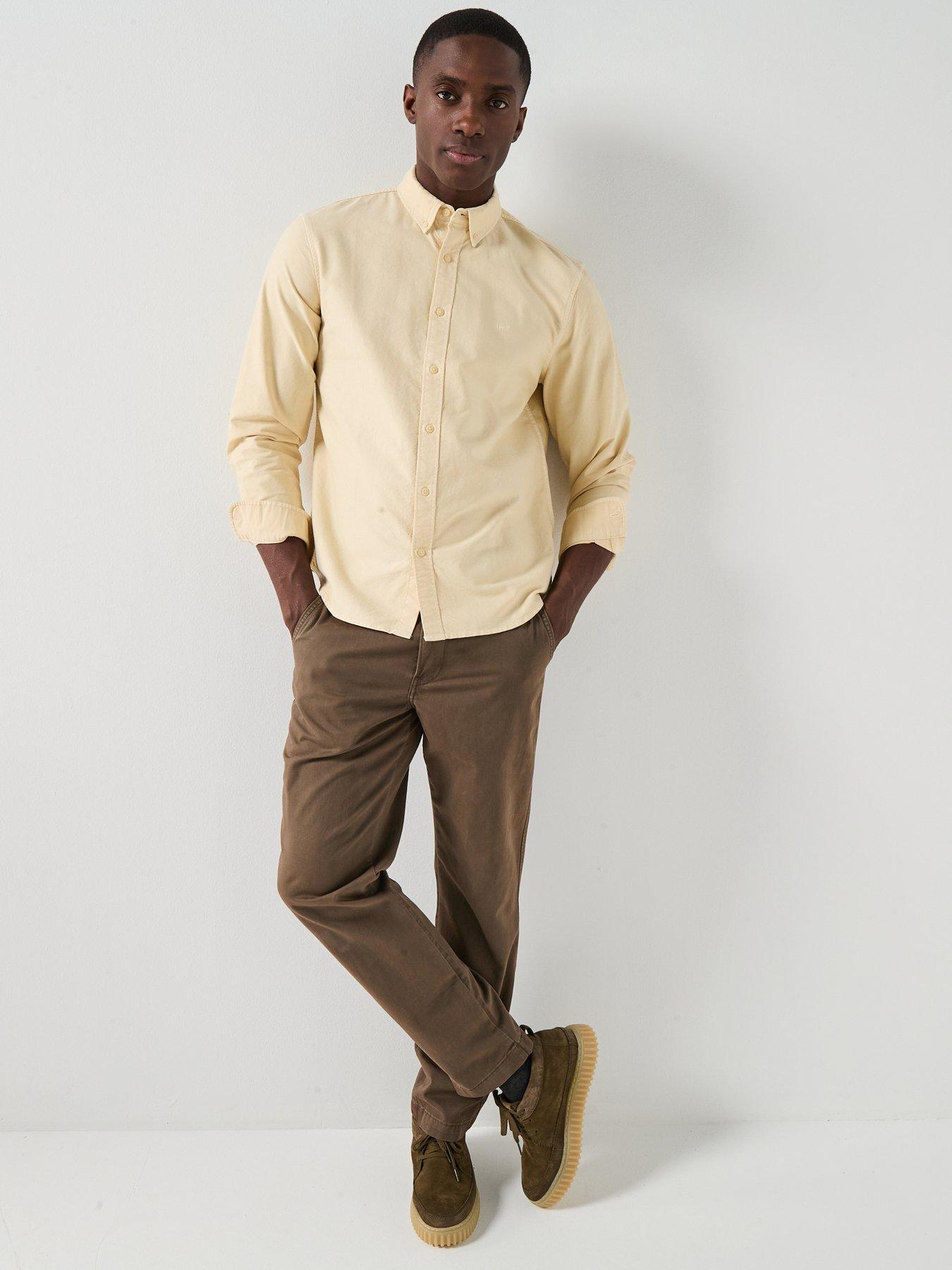  image of levis-authentic-button-down-long-sleeve-shirt-yellow