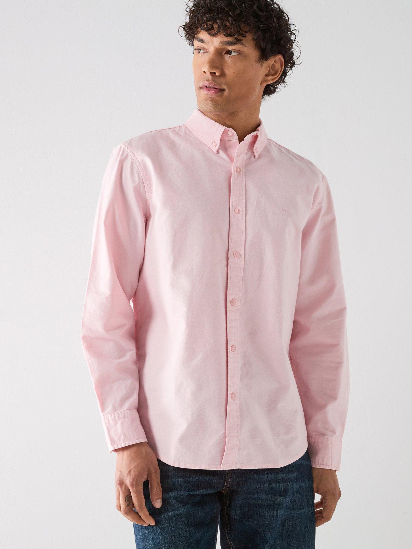 front image of levis-authentic-button-down-long-sleeve-shirt-pink