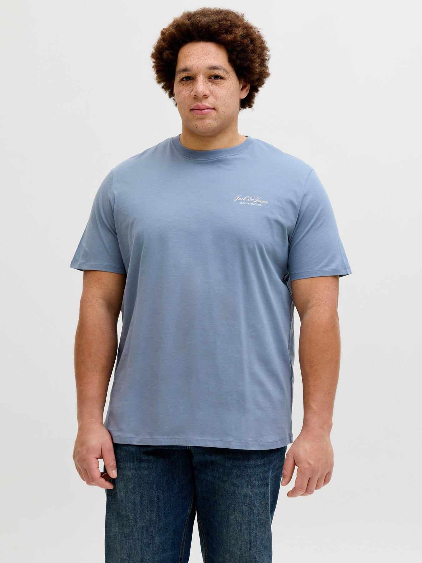 Image 1 of 7 of Jack & Jones Plus Graphic Short Sleeve T-Shirt - Blue