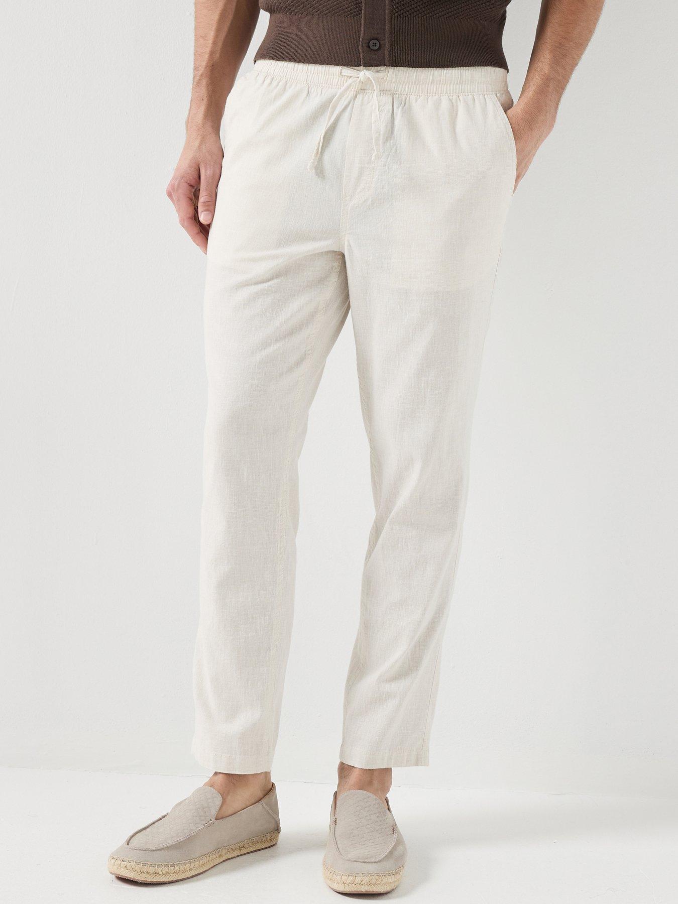 Jack & Jones Ace Breeze Linen Blend Drawstring Jogger Trousers - Beige