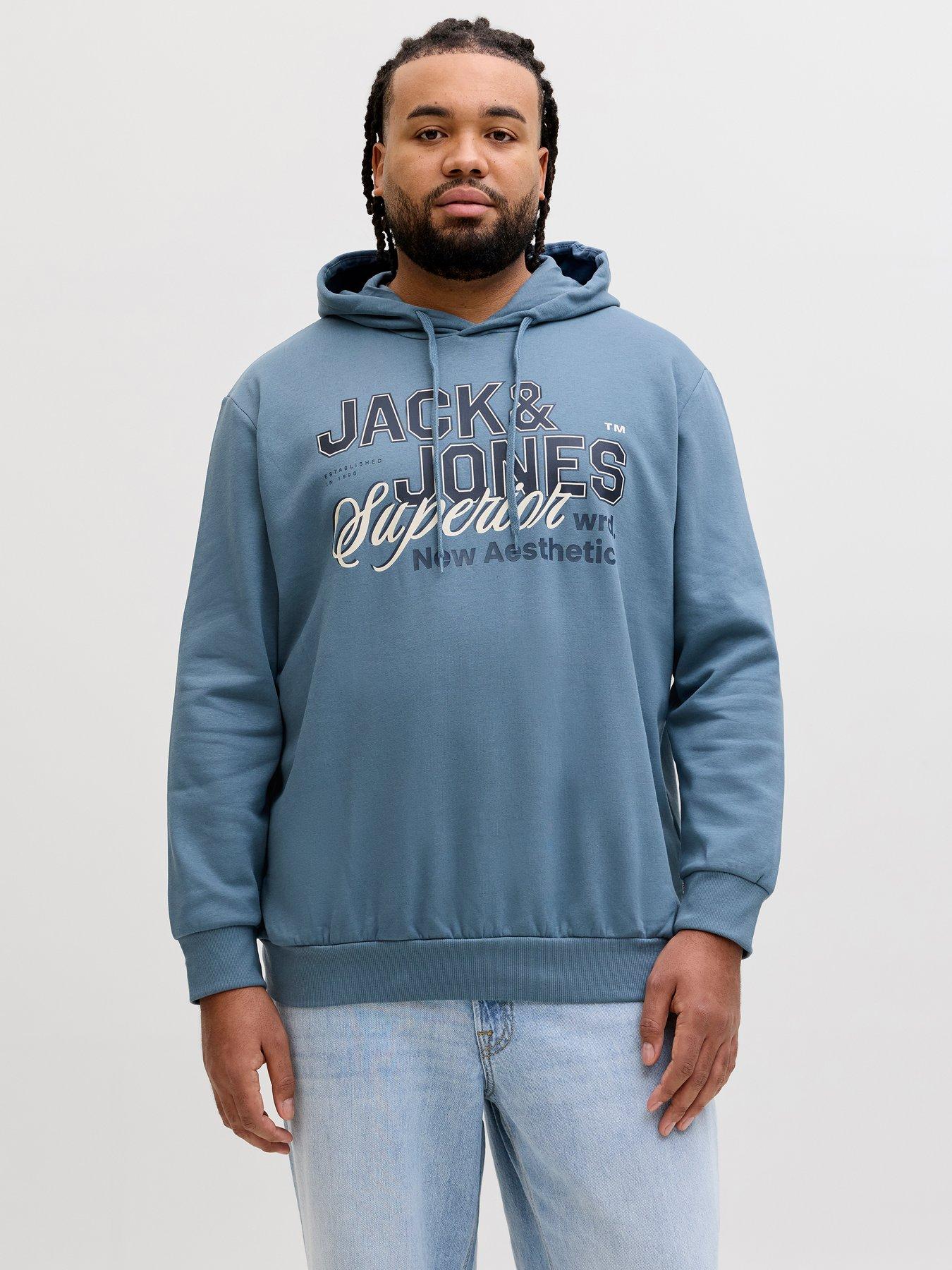  image of jack-jones-plus-logo-hoodie-blue