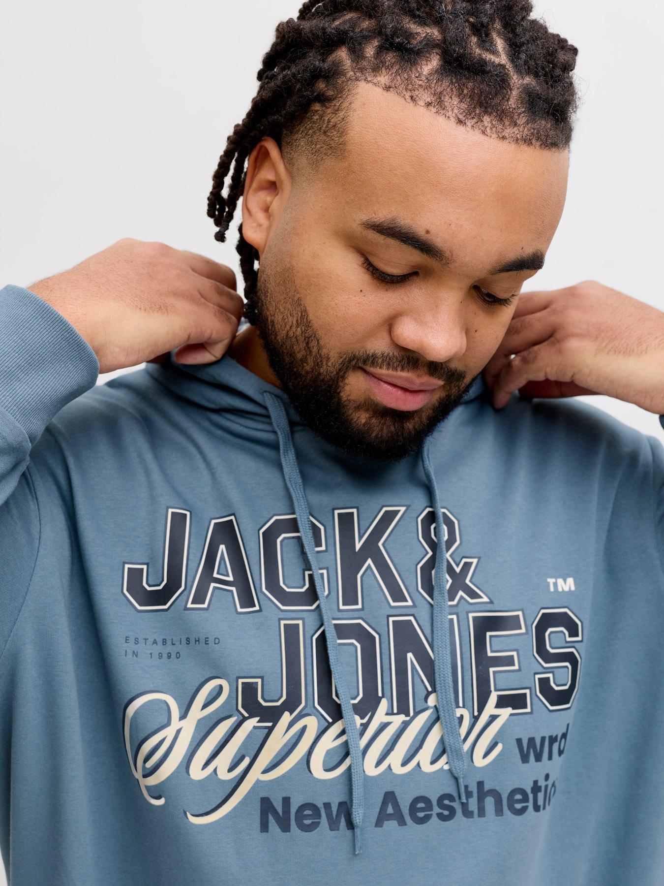  image of jack-jones-plus-logo-hoodie-blue