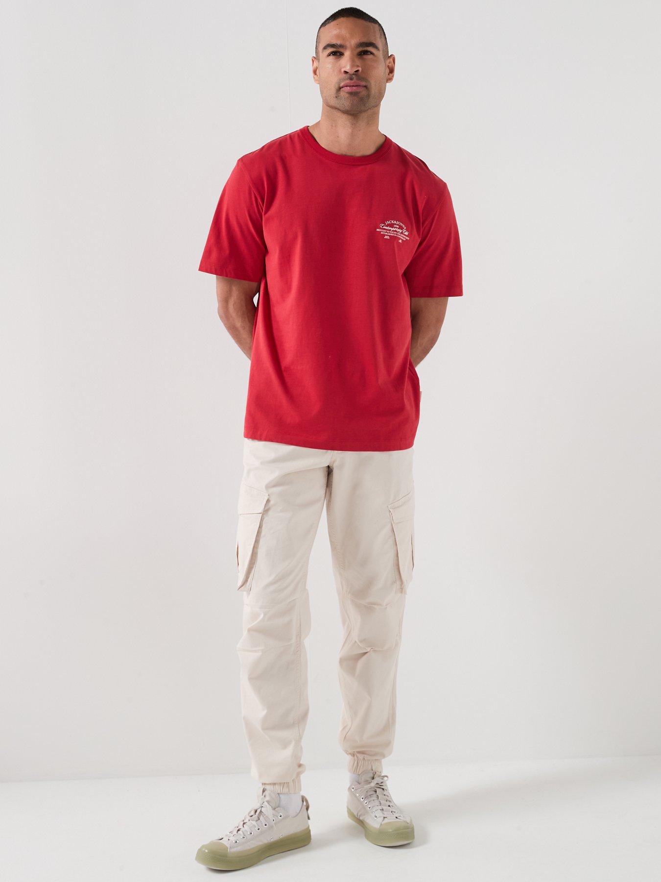  image of jack-jones-nantucket-script-chest-t-shirt-red