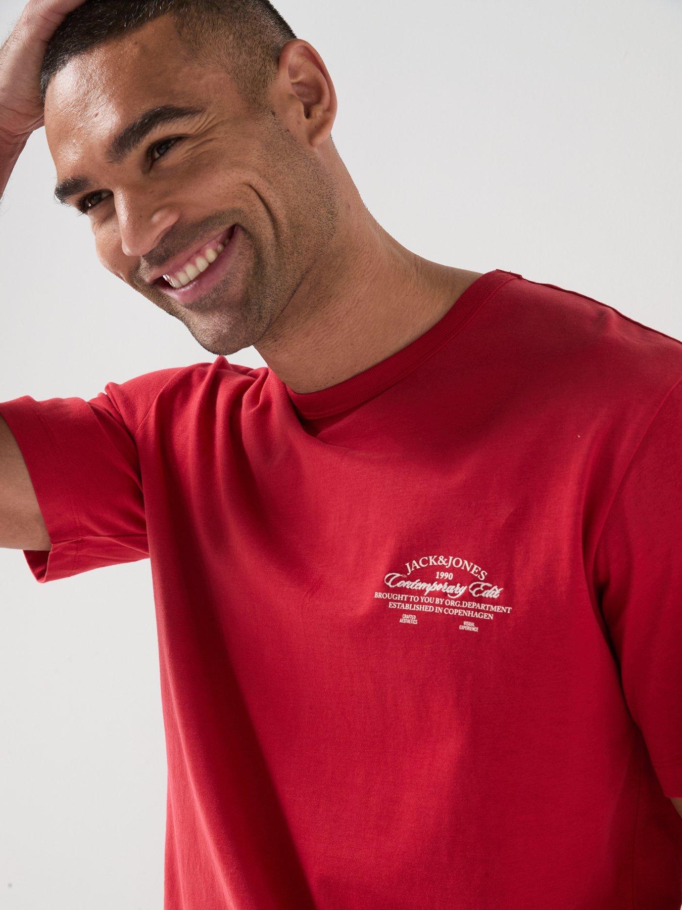  image of jack-jones-nantucket-script-chest-t-shirt-red