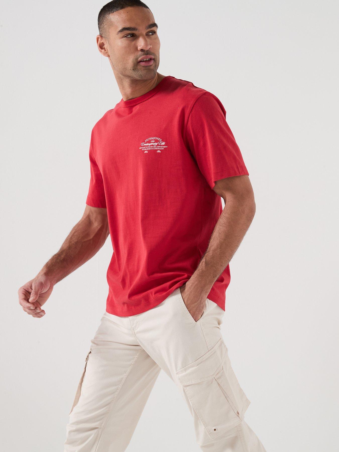  image of jack-jones-nantucket-script-chest-t-shirt-red