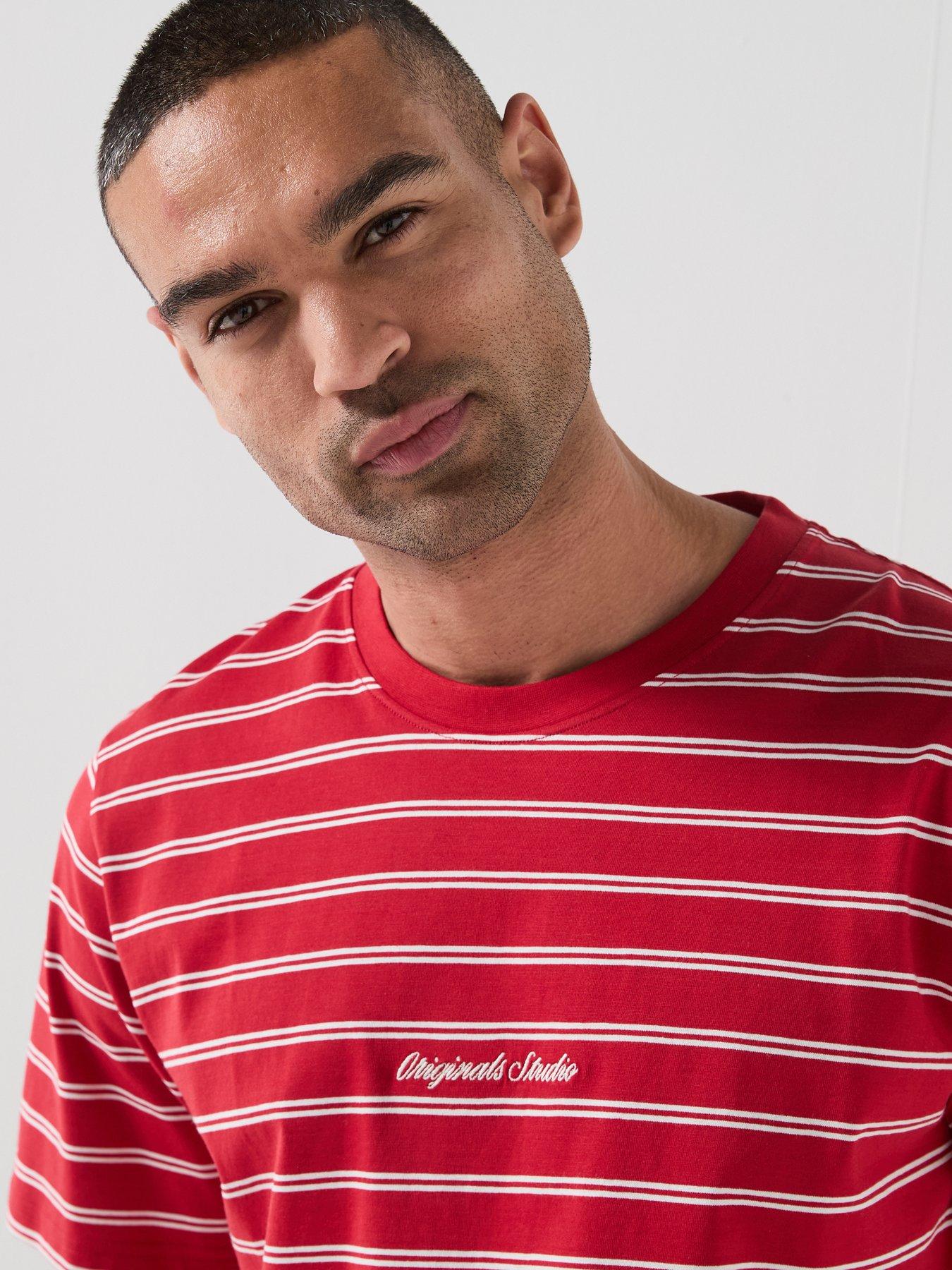  image of jack-jones-nantucket-script-chest-t-shirt-red
