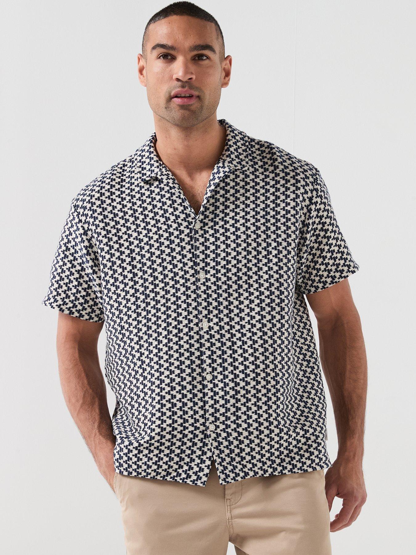 Jack & Jones Montauk Short Sleeve Crochet Shirt - Navy