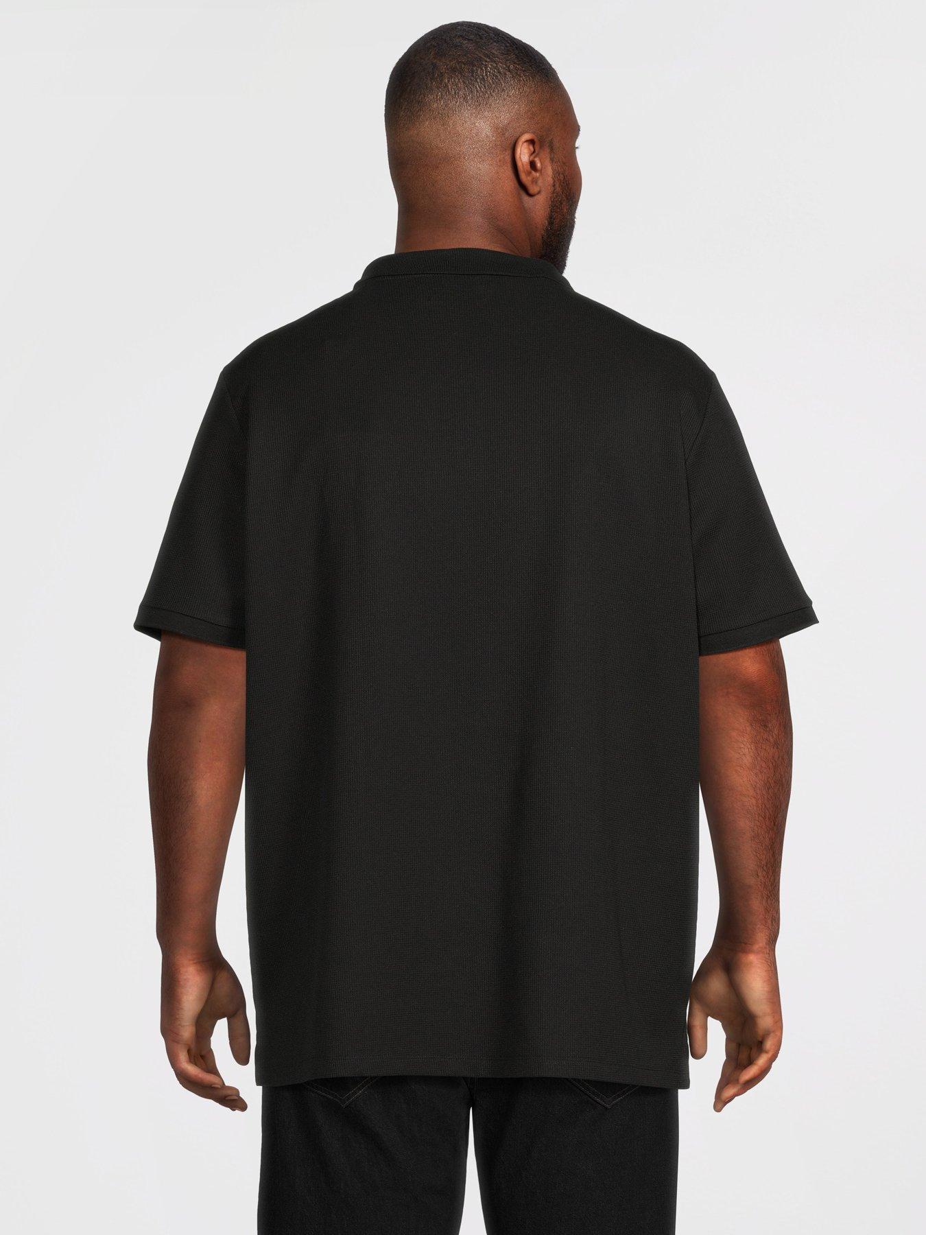 Image 2 of 5 of Jack & Jones Plus Austin Zip Polo Shirt - Black