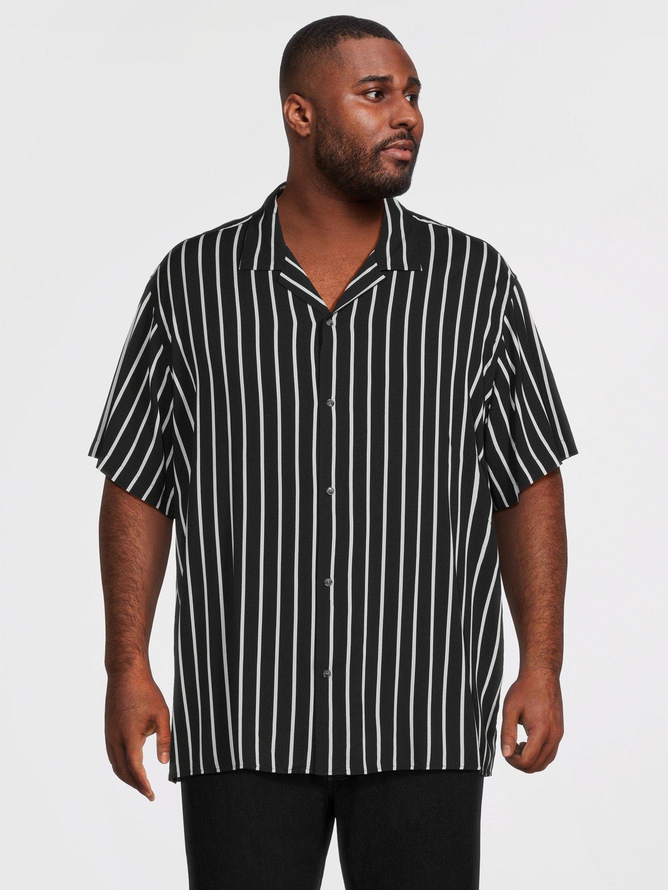 Jack & Jones Plus Jeff Resort Stripe Shirt - Black