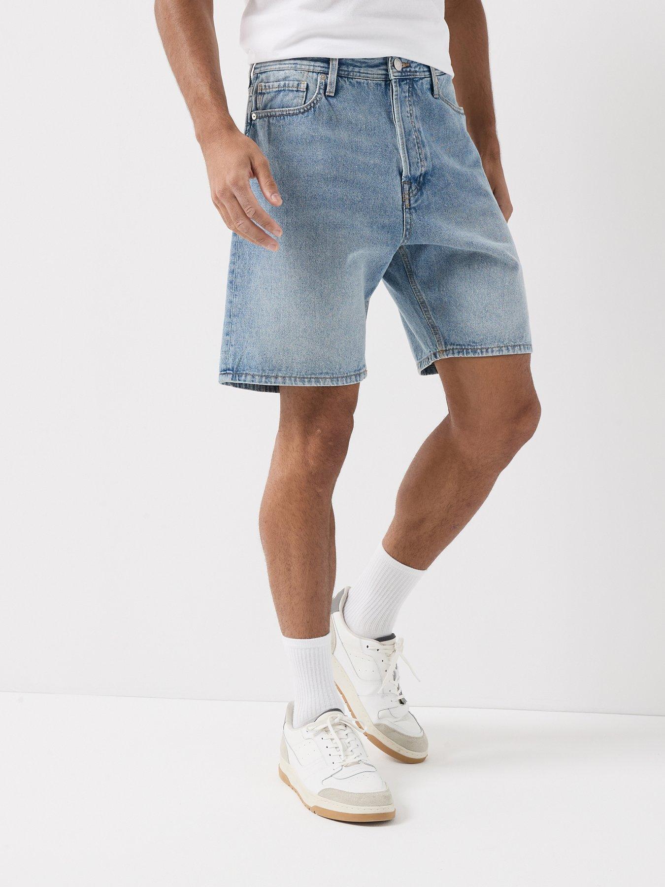  image of jack-jones-tony-original-denim-shorts-light-blue
