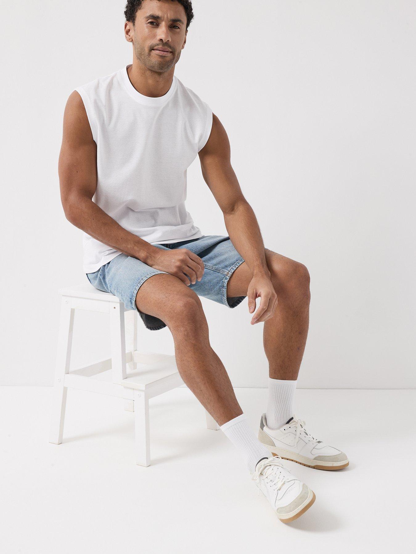  image of jack-jones-tony-original-denim-shorts-light-blue