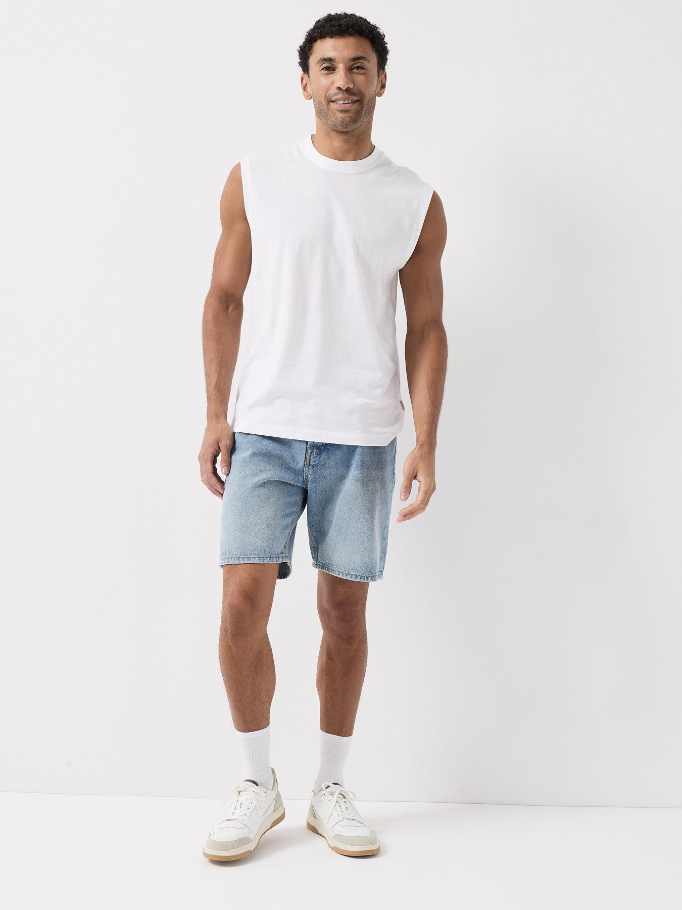  image of jack-jones-tony-original-denim-shorts-light-blue