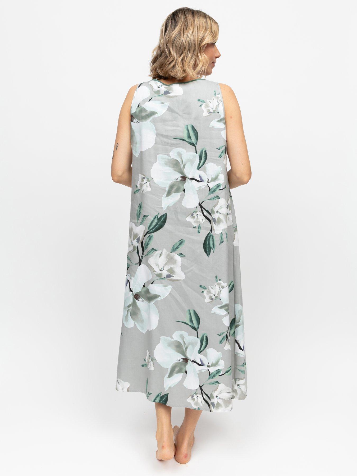 Image 2 of 4 of Cyberjammies Kallie Floral Print Bus Long Nightdress - Grey