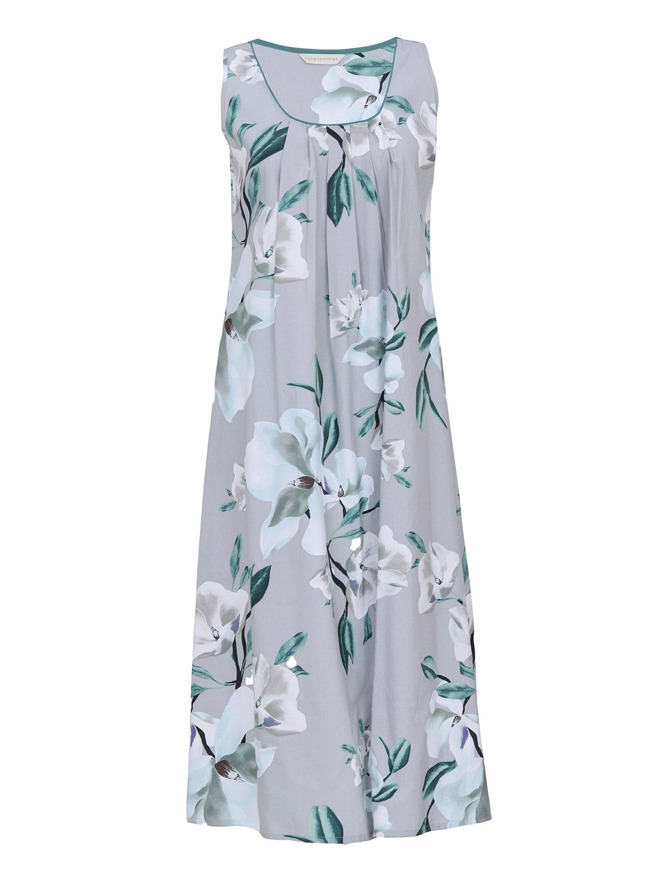 Image 4 of 4 of Cyberjammies Kallie Floral Print Bus Long Nightdress - Grey